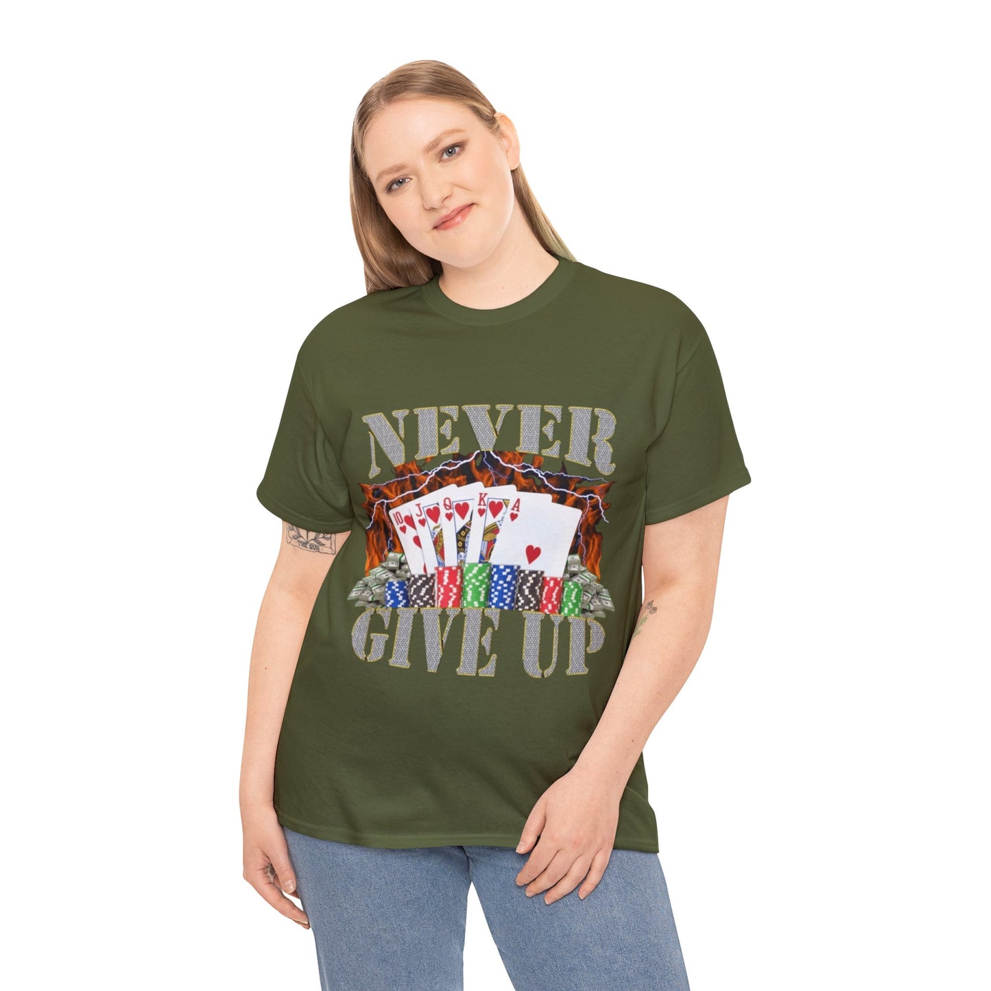 Never Give Up Adult Unisex Shirt, Funny Gambling Poker Meme