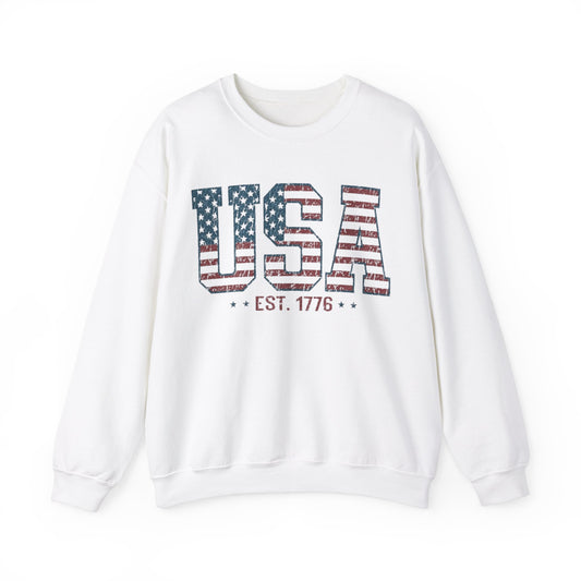 USA Est. 1776 Flag Themed Crewneck Unisex Crewneck Sweatshirt