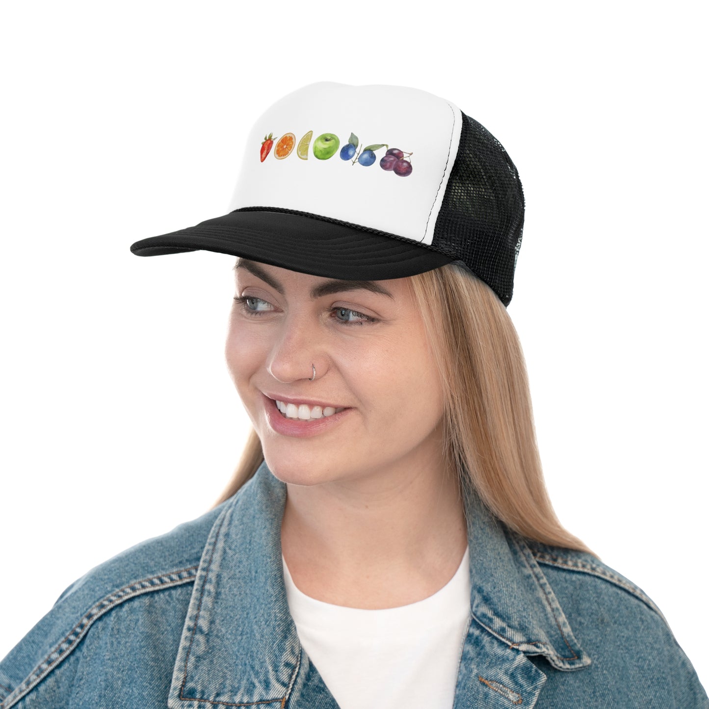 Rainbow Fruits Pride Flag Trucker Hat, Funny Hats, Gift Hat, Parody Trucker Hat, Trendy Hats, Meme Hat