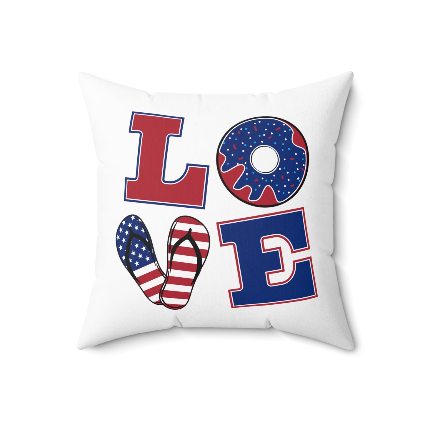 Love American Flag Aesthetic Polyester Square Pillow