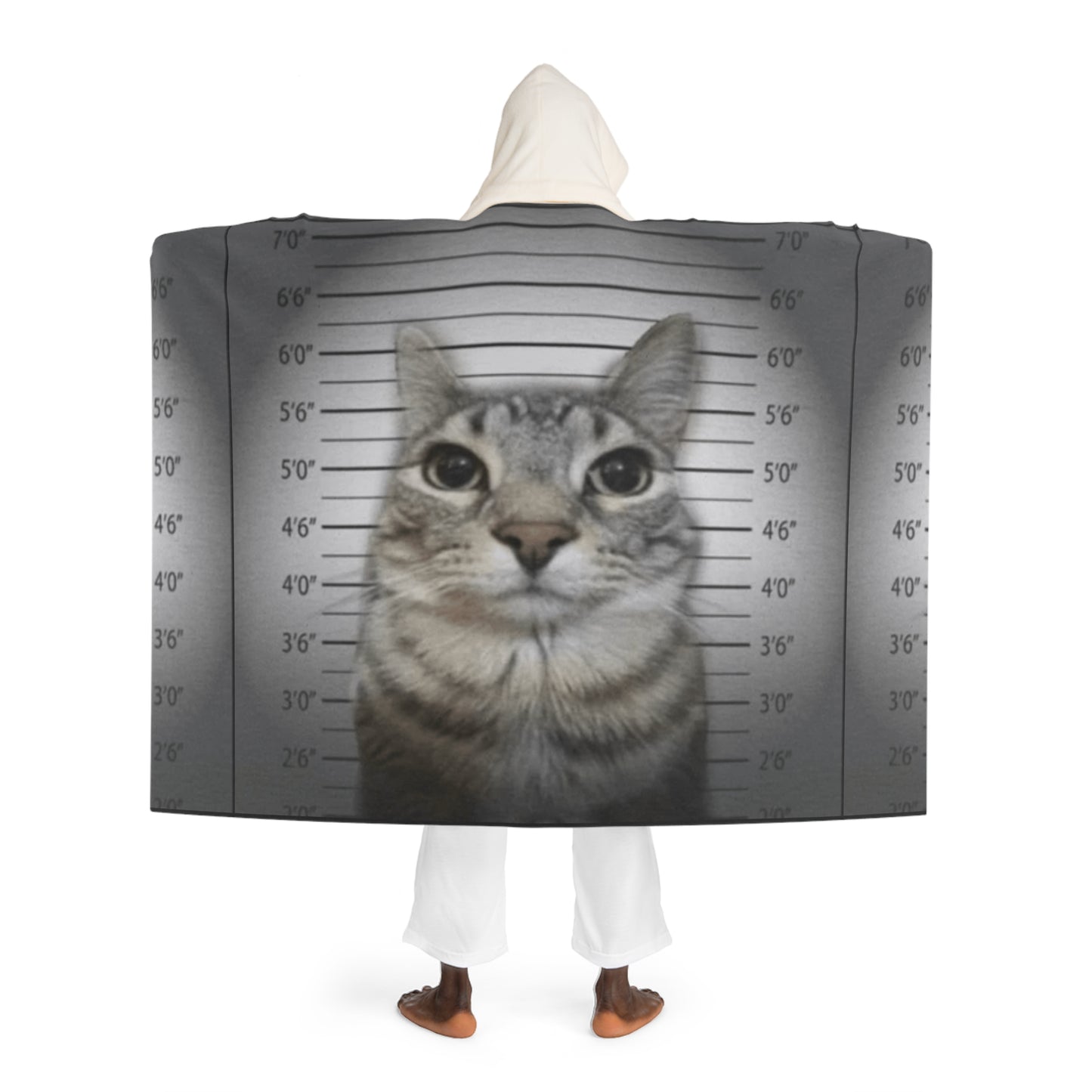 Cat Mugshot Hooded Sherpa Fleece Blanket