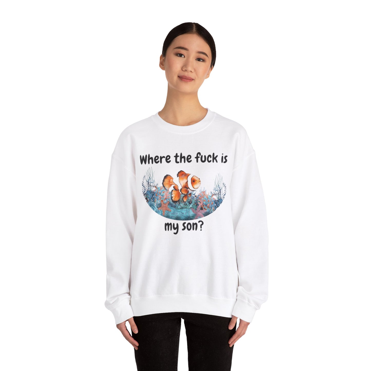 Where TF Is My Son Funny Fish V1 Unisex Crewneck Sweatshirt