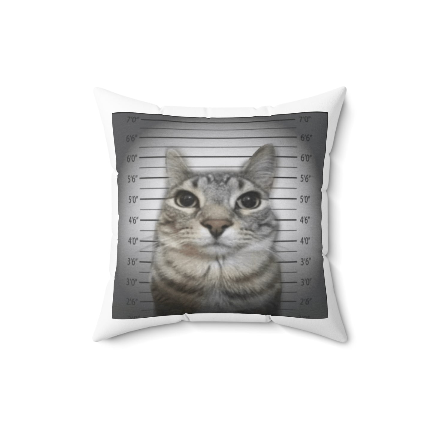 Funny Cat Mugshot Polyester Square Pillow