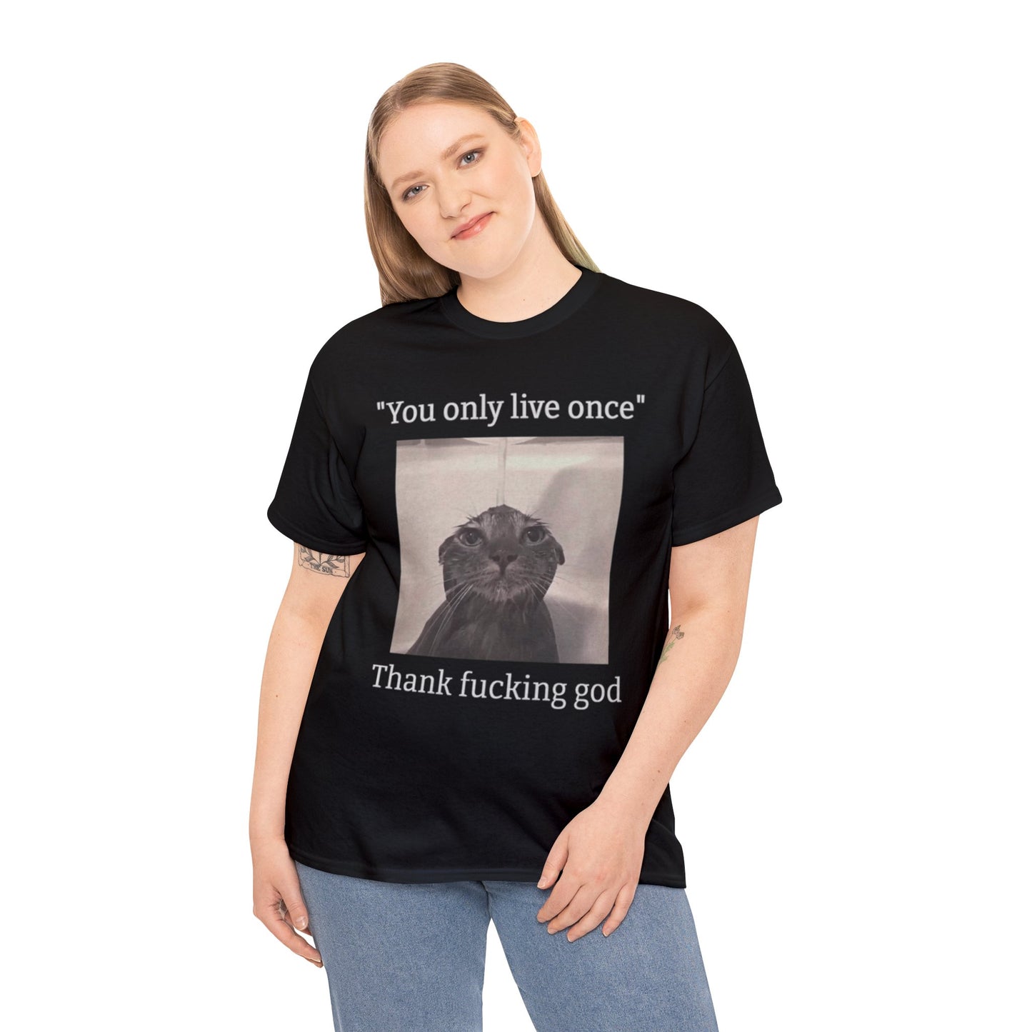 Funny Depressed Meme Cat Adult Unisex Shirt, Funny Cat Shirt