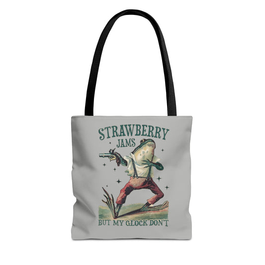 Strawberry Don't Jam But My Glock Does Meme Tote Bag