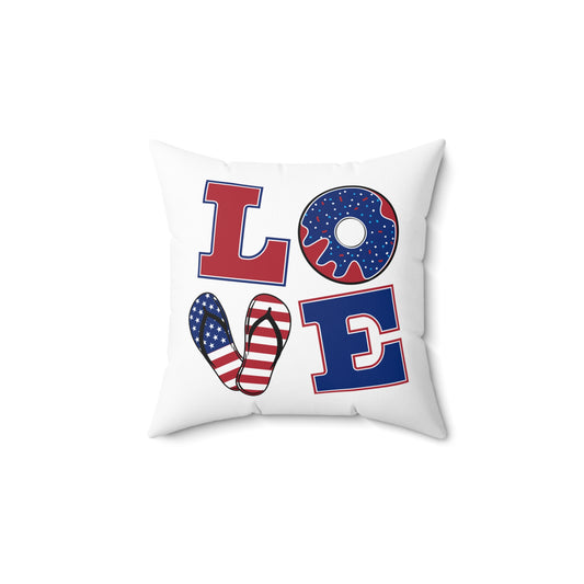 Love American Flag Aesthetic Polyester Square Pillow