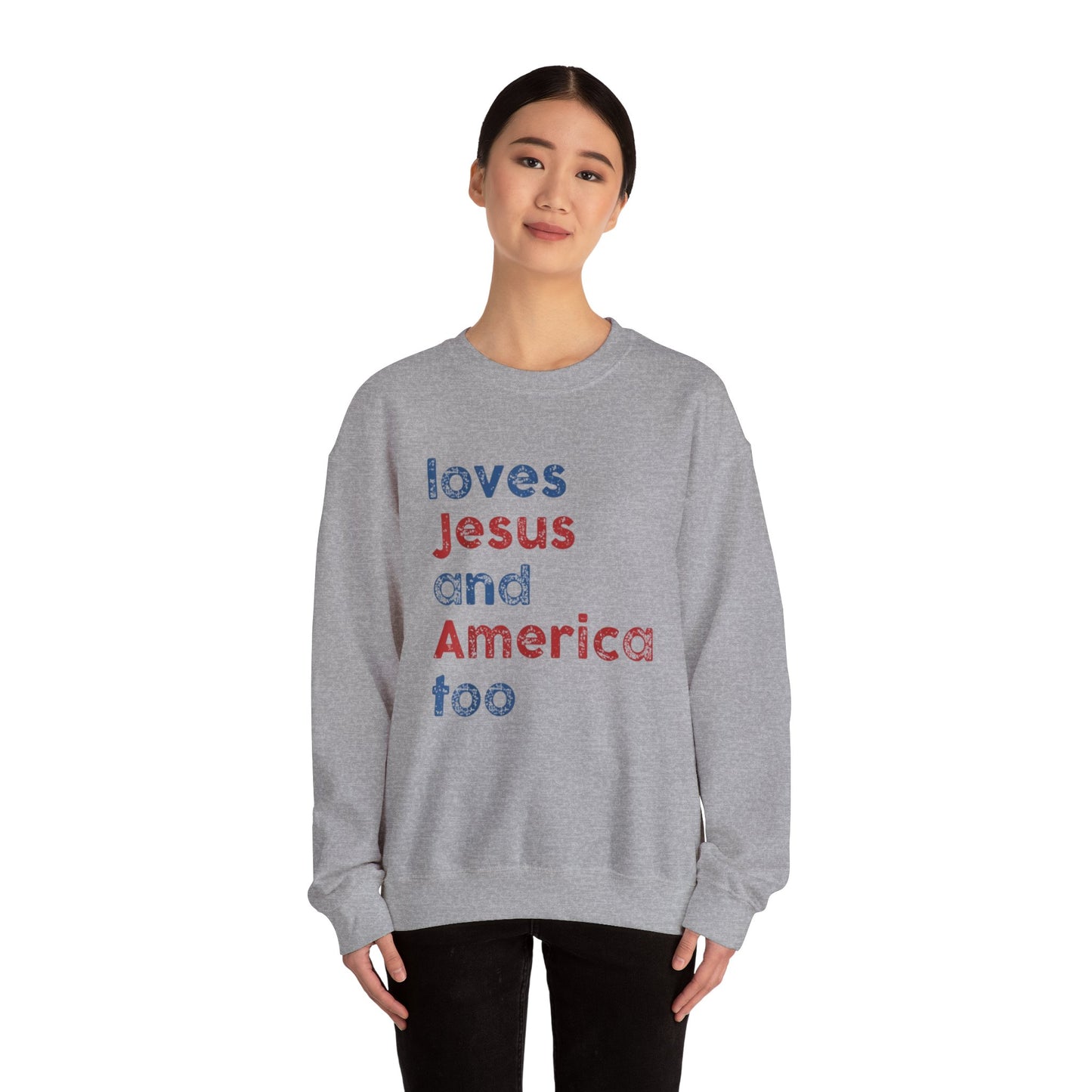 Loves Jesus And America Too Unisex Crewneck Sweatshirt