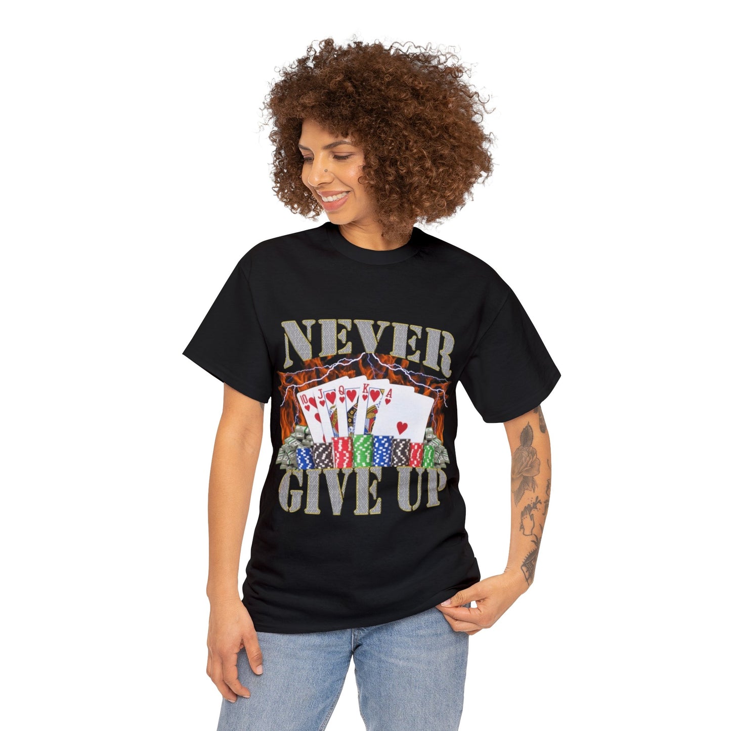 Never Give Up Adult Unisex Shirt, Funny Gambling Poker Meme