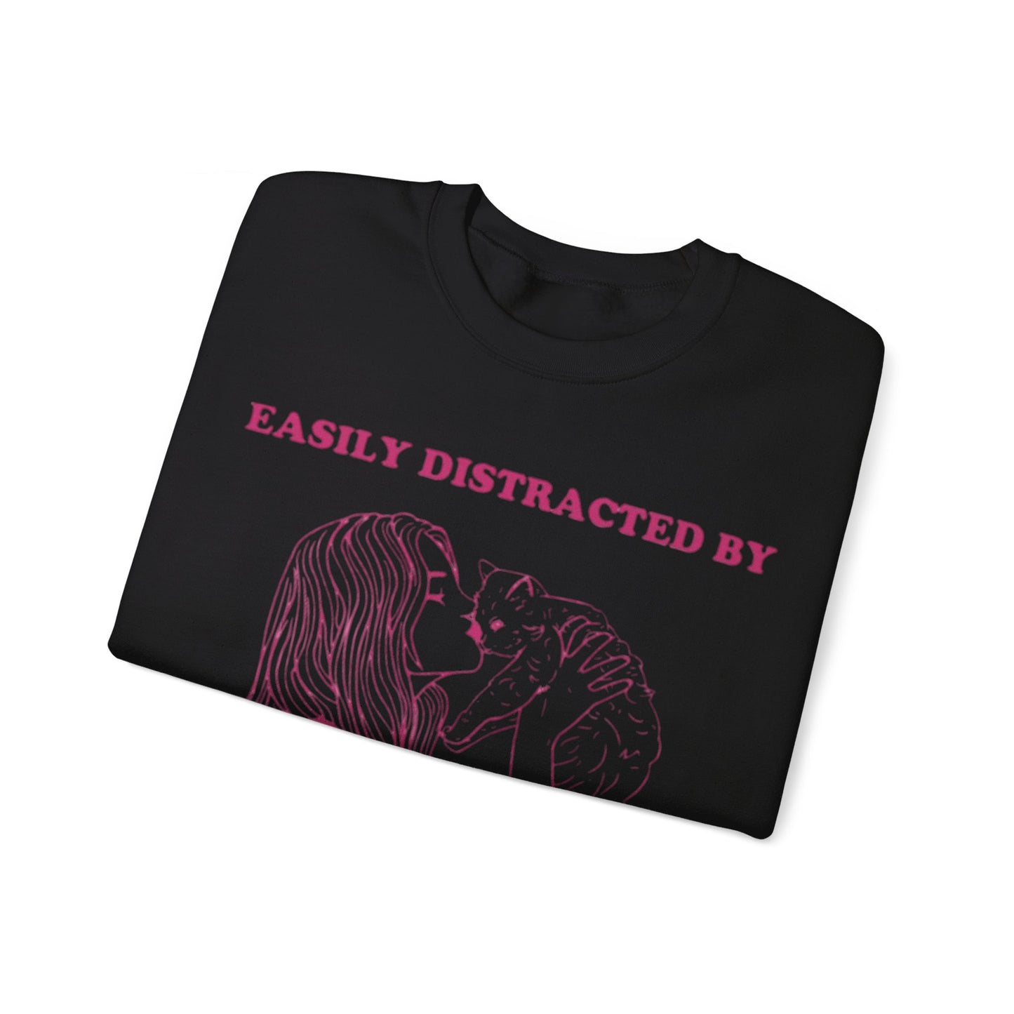 Easily Distracted By Cats And Women Unisex Crewneck Sweatshirt