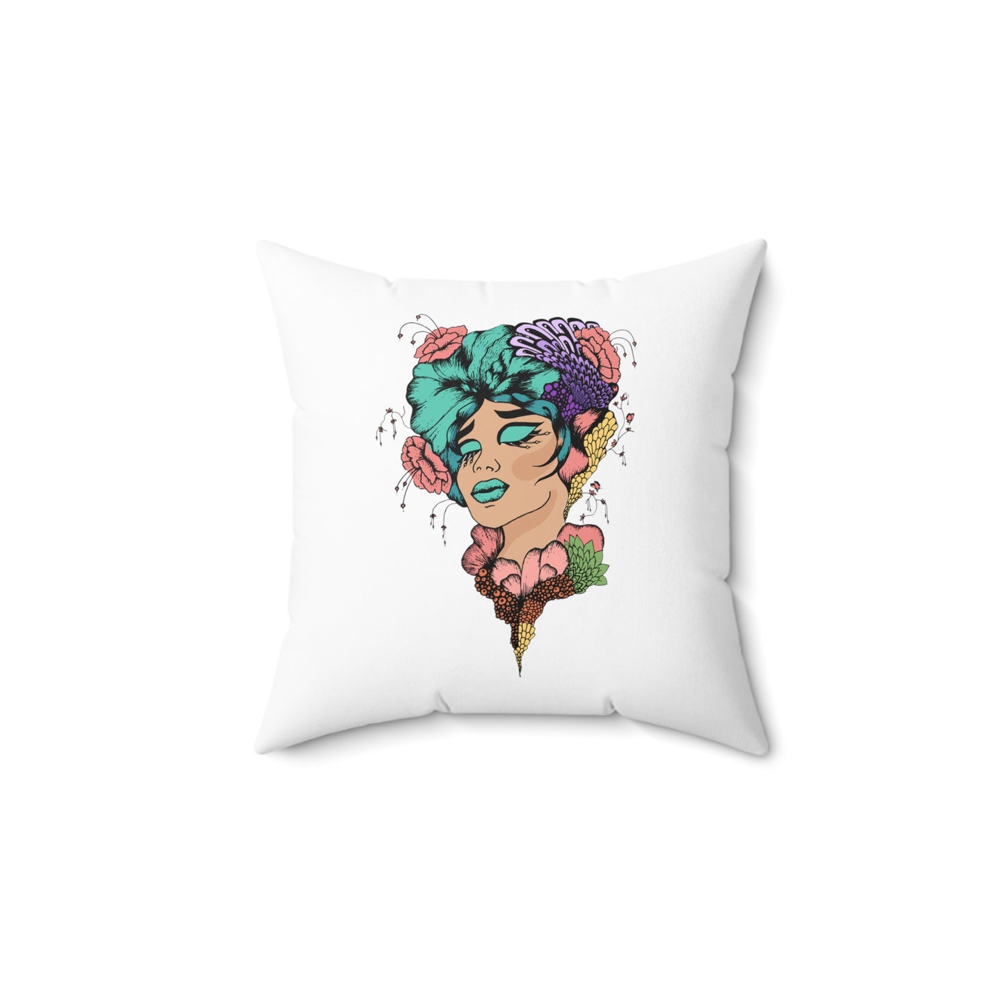 Floral Women Aesthetic Polyester Square Pillow