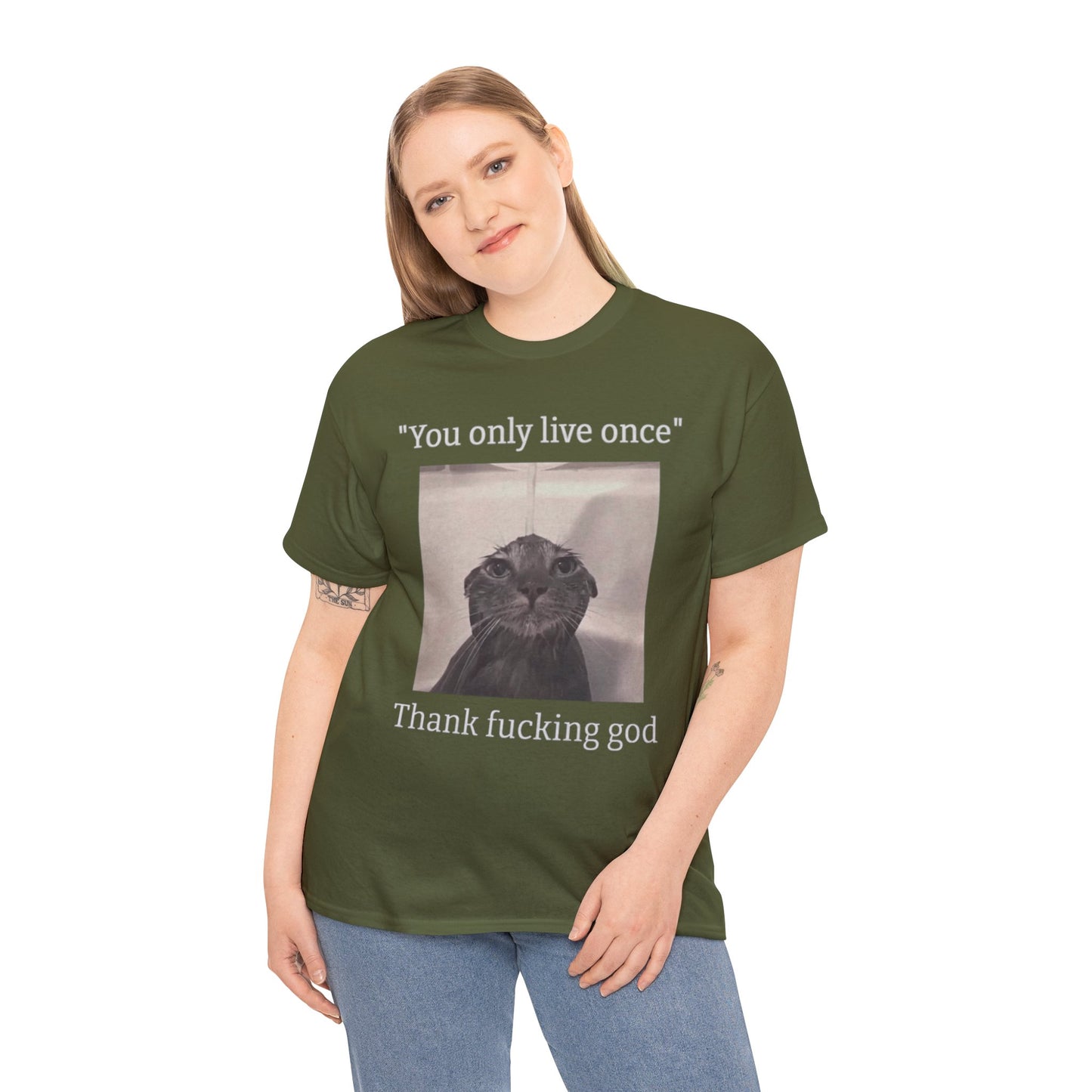 Funny Depressed Meme Cat Adult Unisex Shirt, Funny Cat Shirt