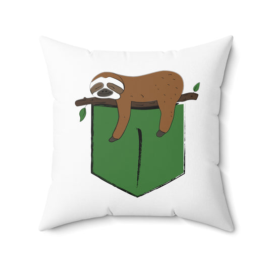 Sleepy Sloth Aesthetic Polyester Square Pillow