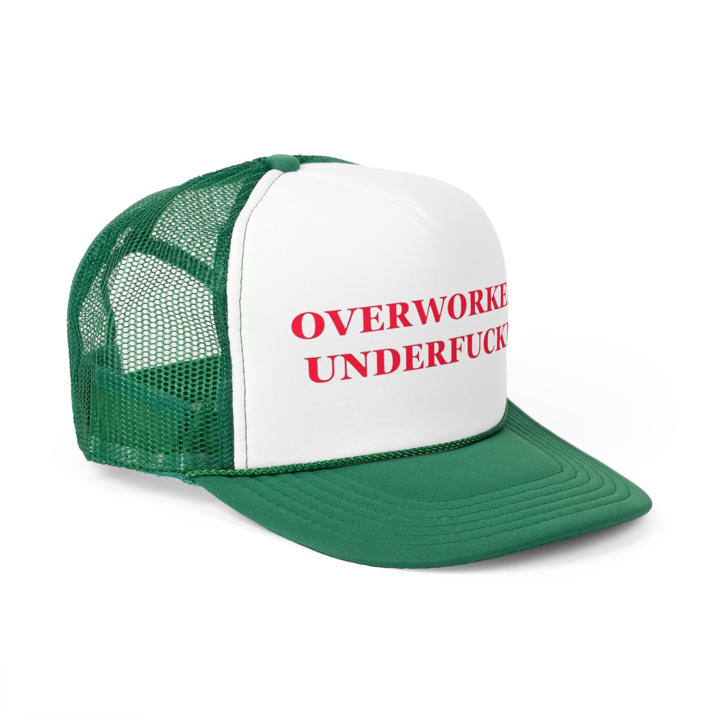 Overworked And Under Fucked Trucker Hat, Funny Hats, Gift Hat, Parody Trucker Hat, Trendy Hats, Meme Hat