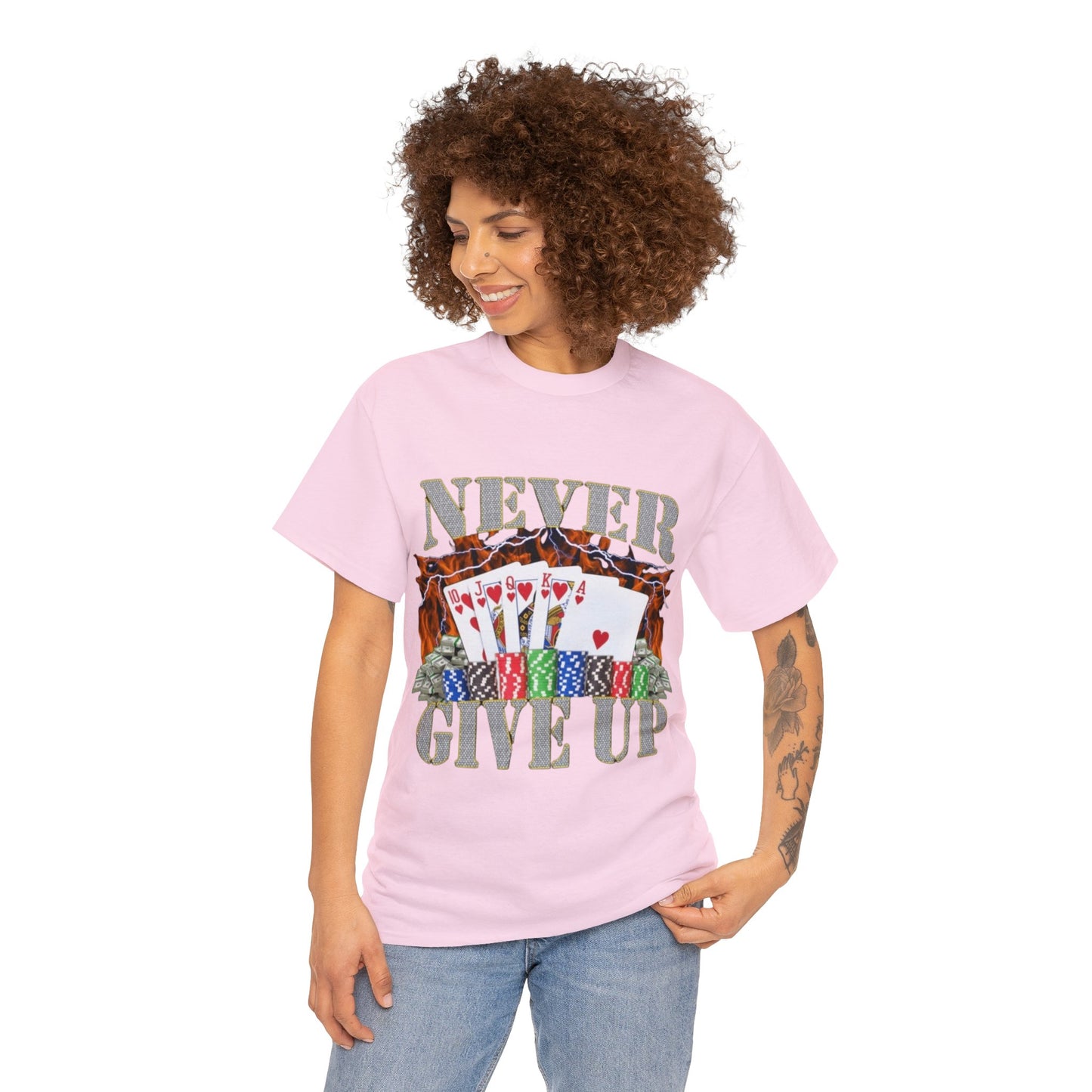 Never Give Up Adult Unisex Shirt, Funny Gambling Poker Meme