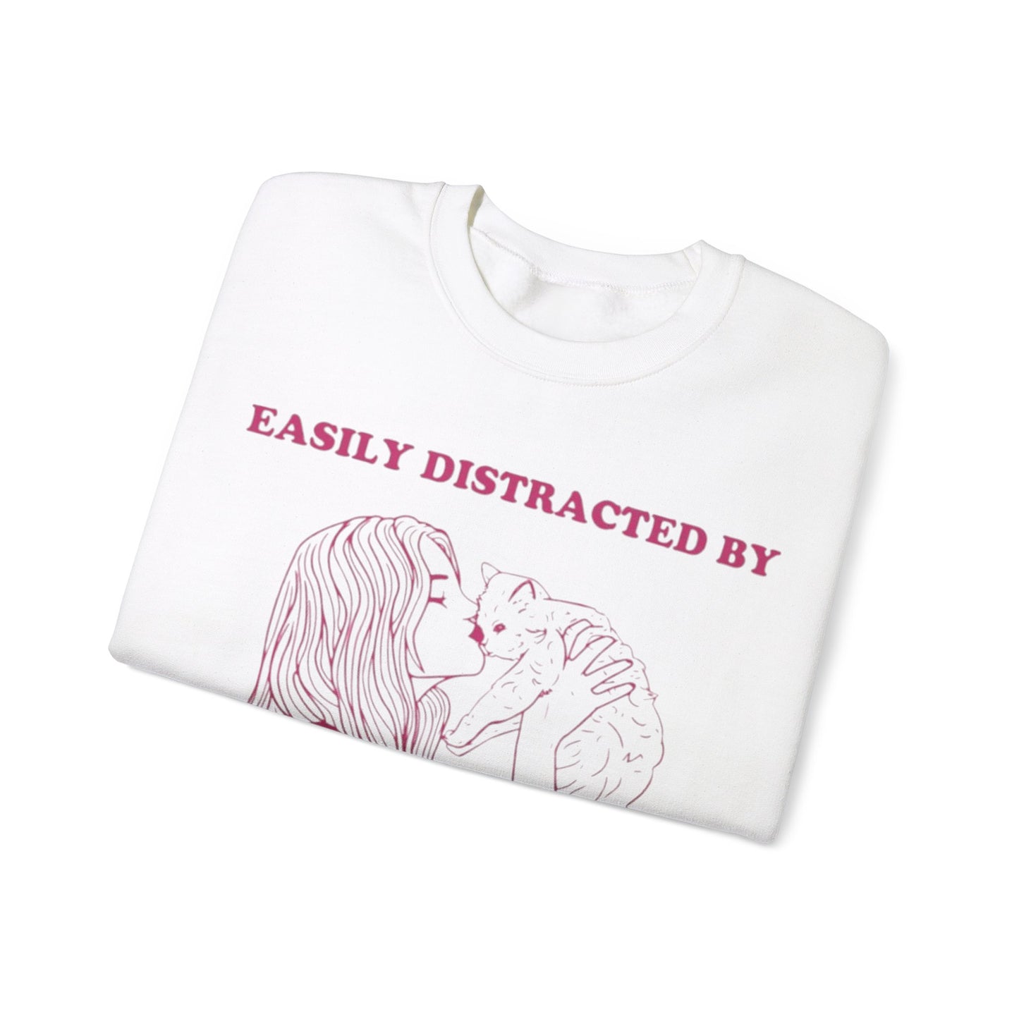 Easily Distracted By Cats And Women Unisex Crewneck Sweatshirt