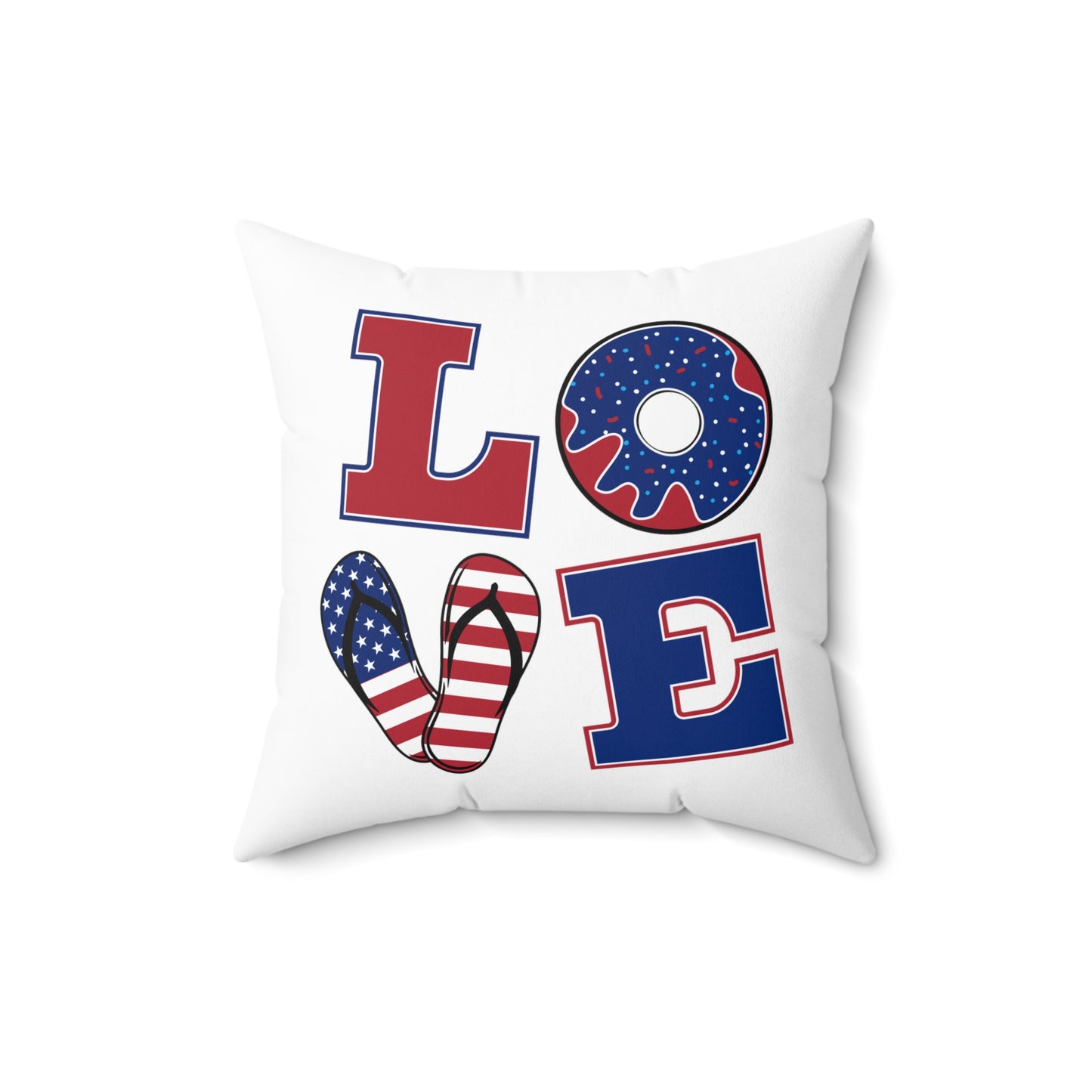 Love American Flag Aesthetic Polyester Square Pillow