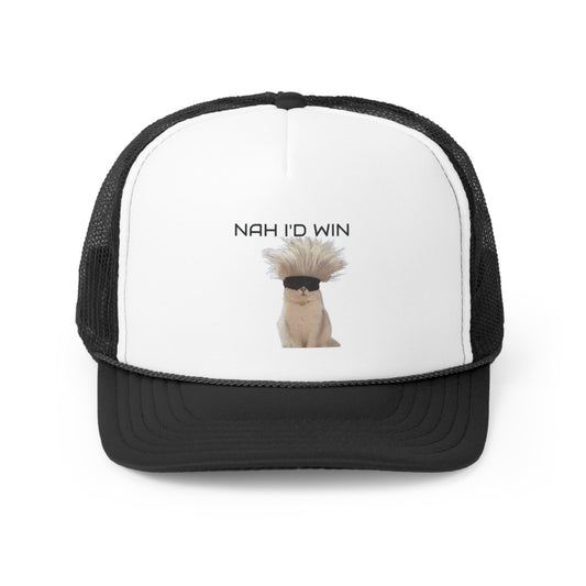 Nah I'd Win Trucker Hat, Funny Hats, Gift Hat, Parody Trucker Hat, Trendy Hats, Meme Hat