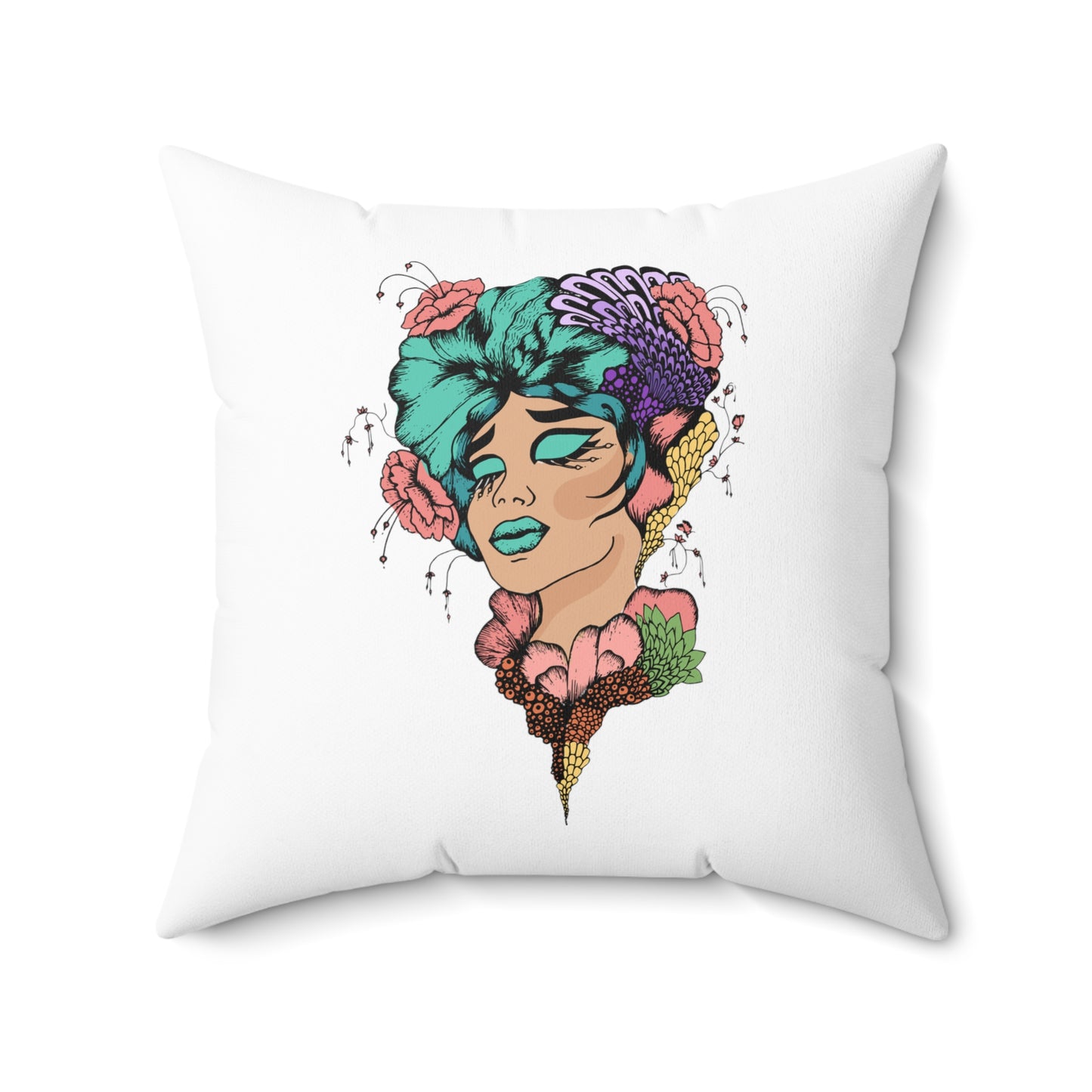 Floral Women Aesthetic Polyester Square Pillow