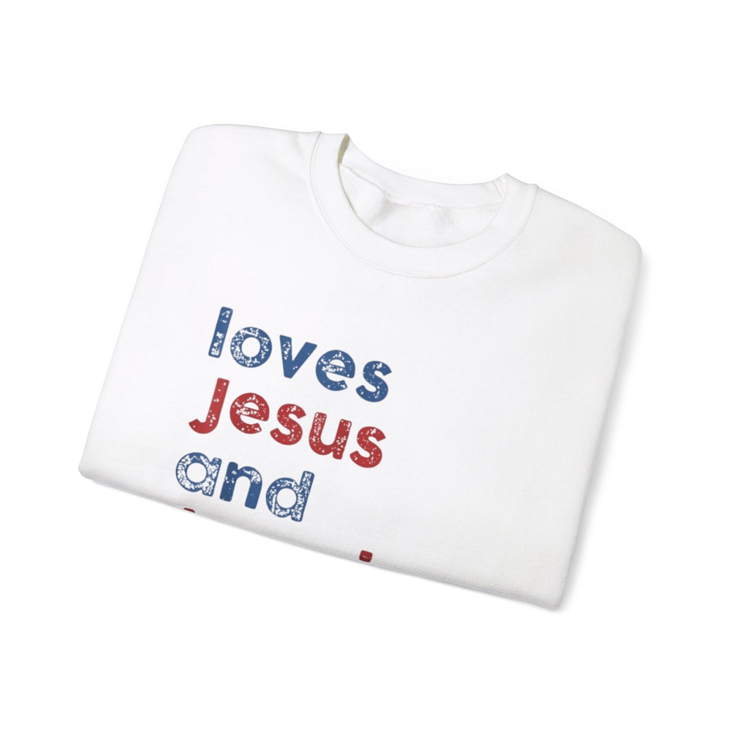 Loves Jesus And America Too Unisex Crewneck Sweatshirt