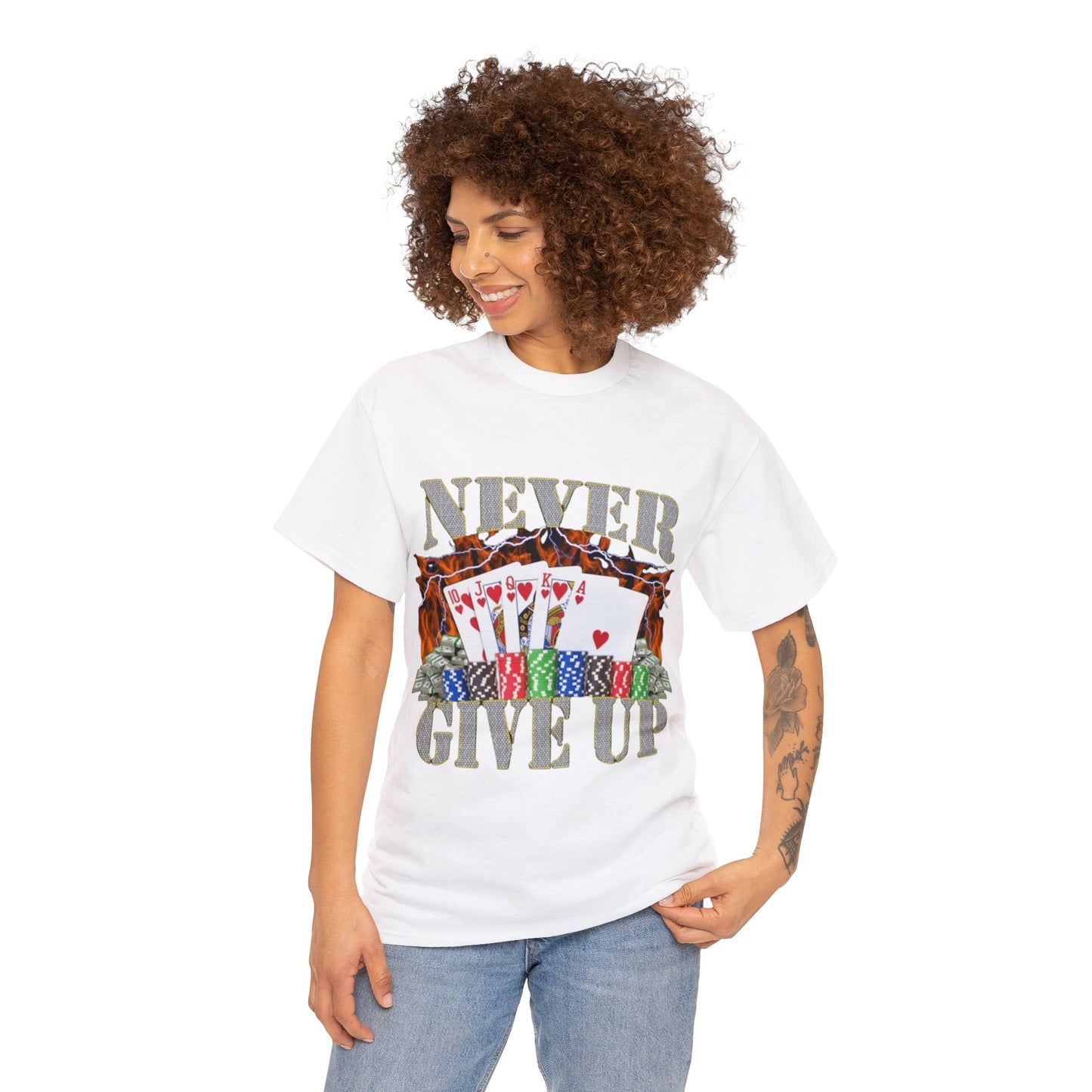 Never Give Up Adult Unisex Shirt, Funny Gambling Poker Meme