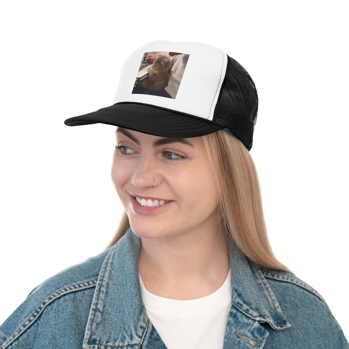 Computer Cat Trucker Hat, Funny Hats, Gift Hat, Parody Trucker Hat, Trendy Hats, Meme Hat