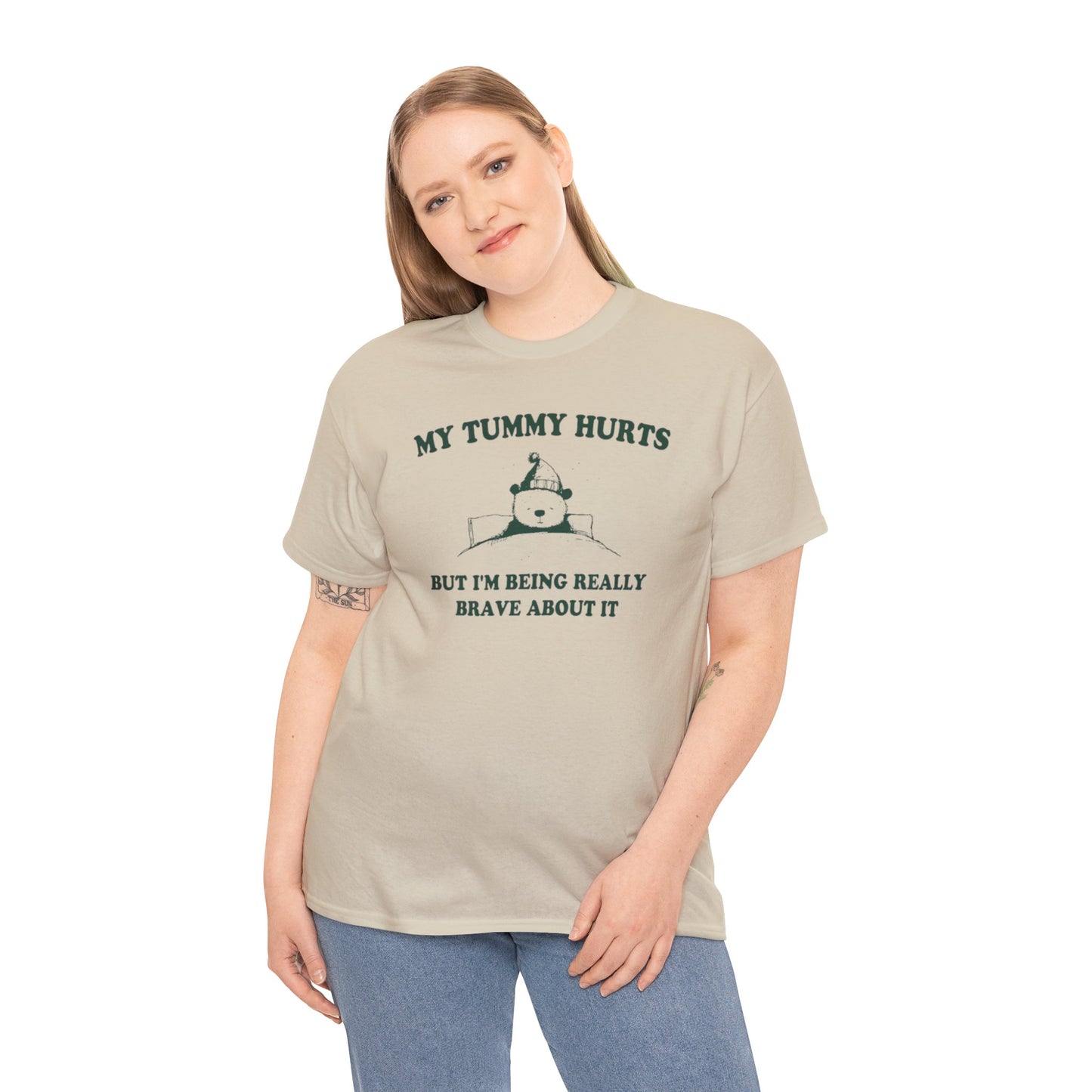 My Tummy Hurts But I'm Really Brave About It T Shirt Unisex, Softcore Fairy Mental Health Comfy Tee, Tiktok Viral Cute Animals