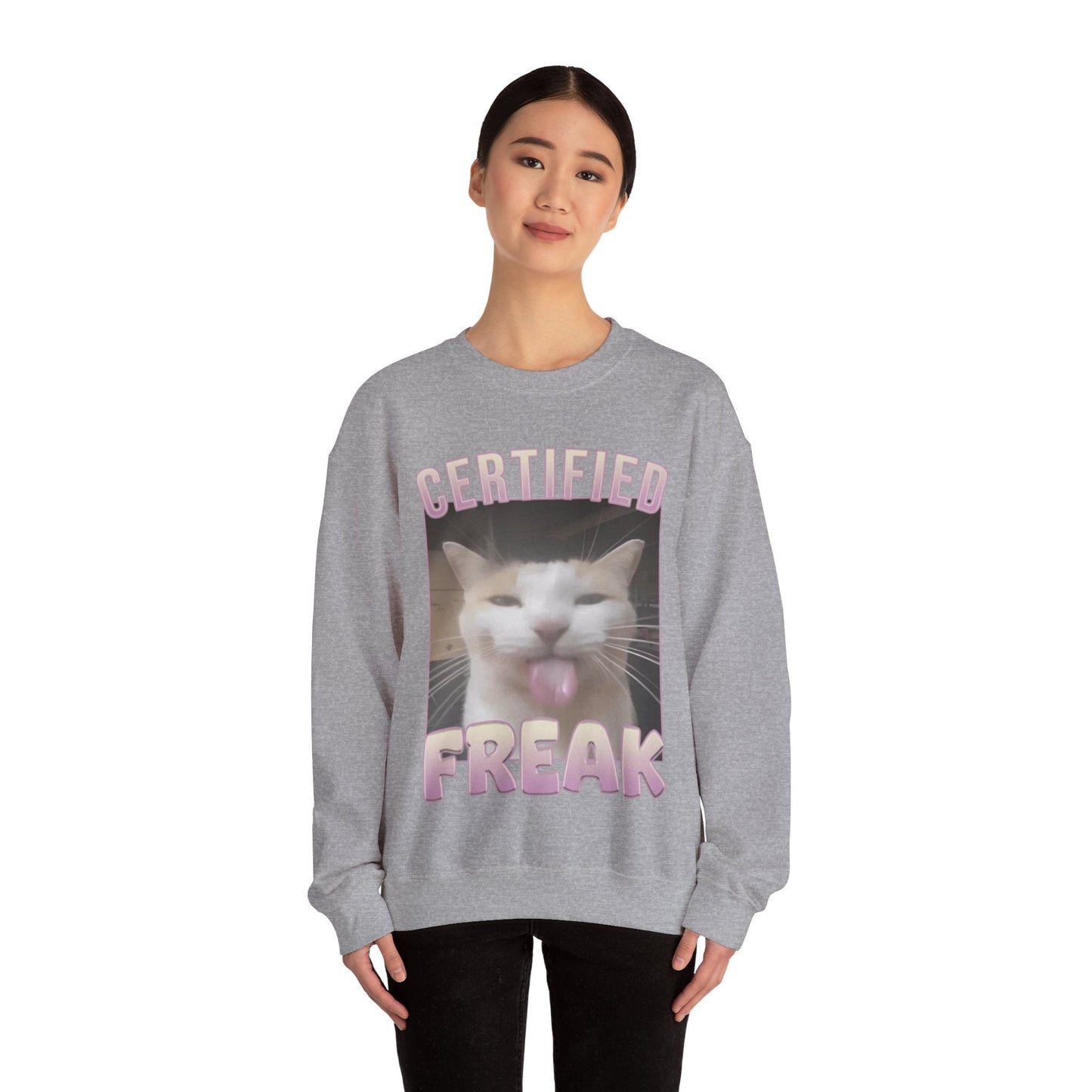 Certified Freak Funny Cat Unisex Crewneck Sweatshirt