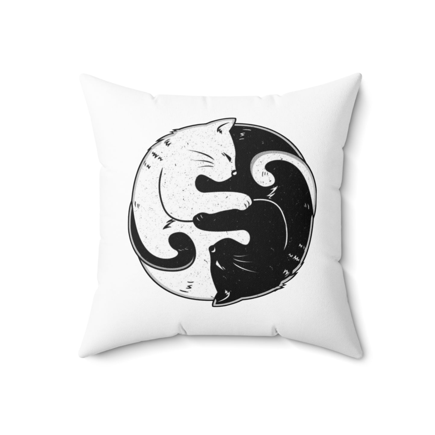 Yin and Yang Cat Polyester Square Pillow