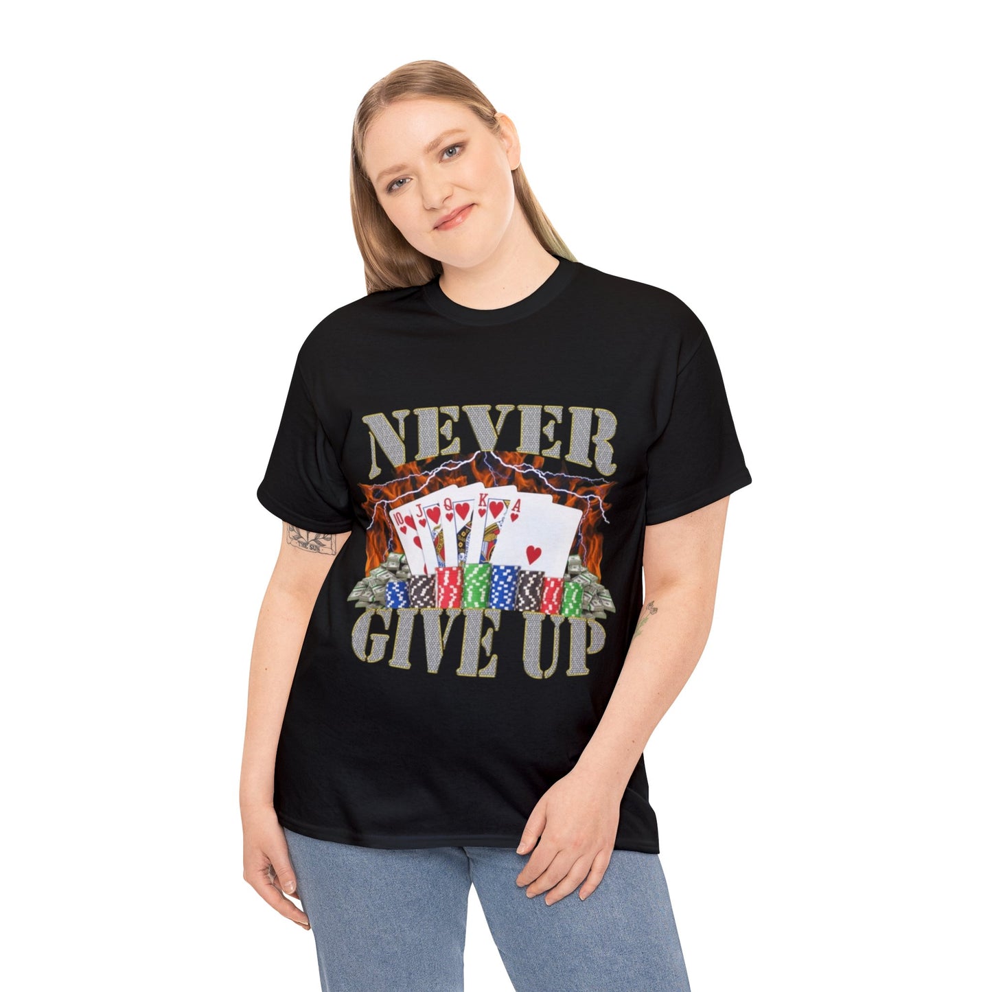 Never Give Up Adult Unisex Shirt, Funny Gambling Poker Meme