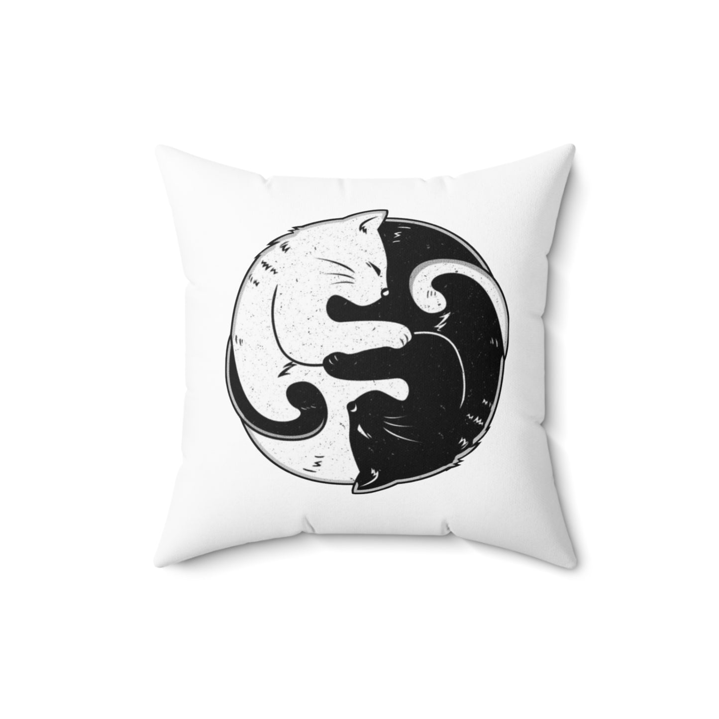 Yin and Yang Cat Polyester Square Pillow