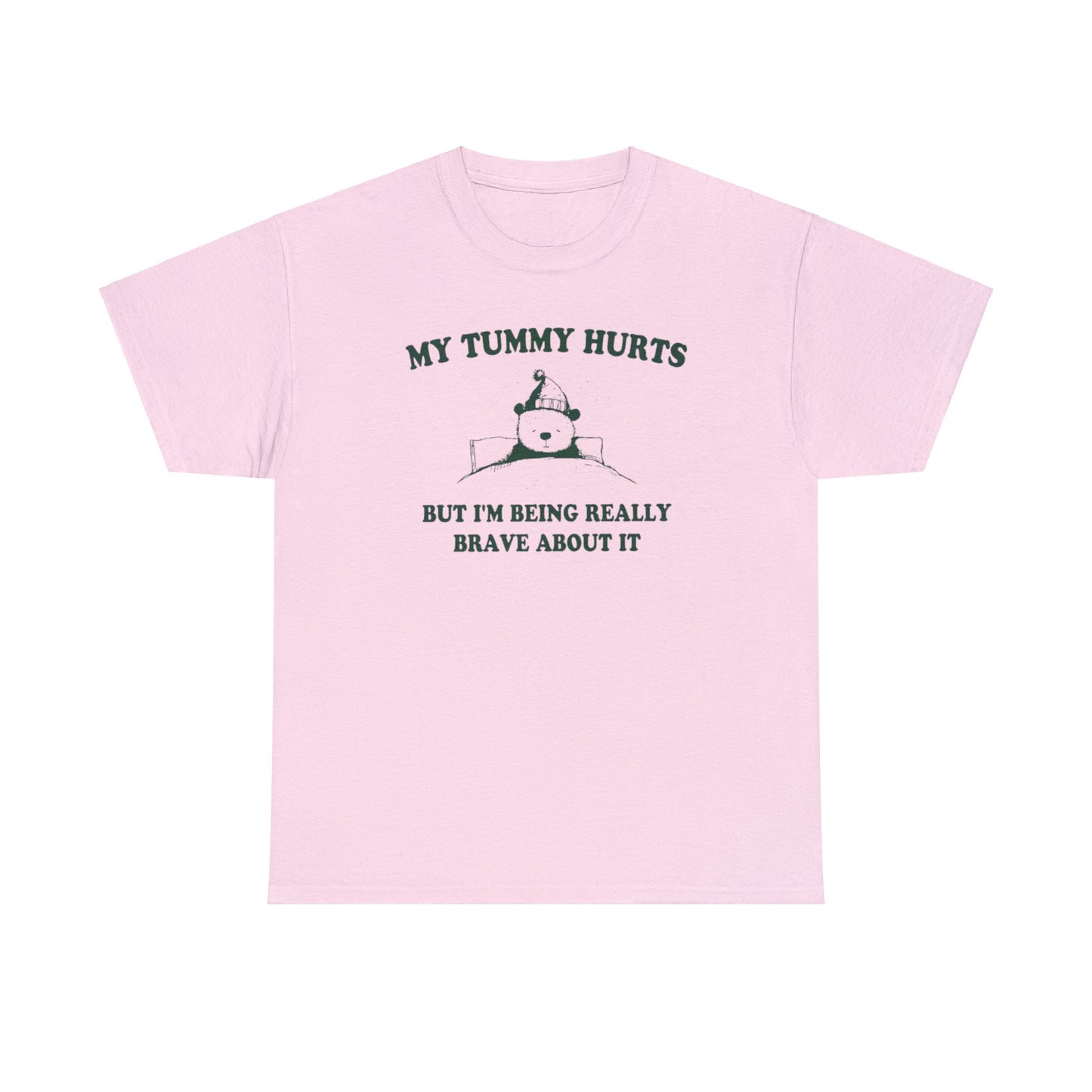 My Tummy Hurts But I'm Really Brave About It T Shirt Unisex, Softcore Fairy Mental Health Comfy Tee, Tiktok Viral Cute Animals