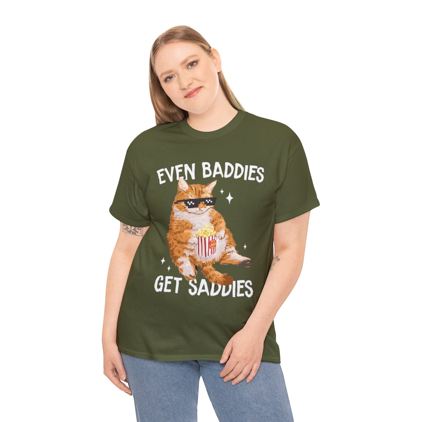 Even Baddies Get Saddies Adult Unisex Shirt, Funny Cat Shirt