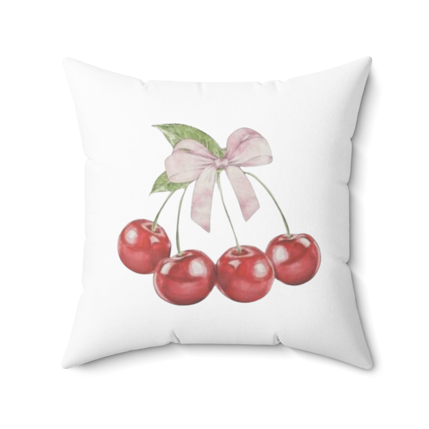 Cherries With Ribbons Polyester Square Pillow