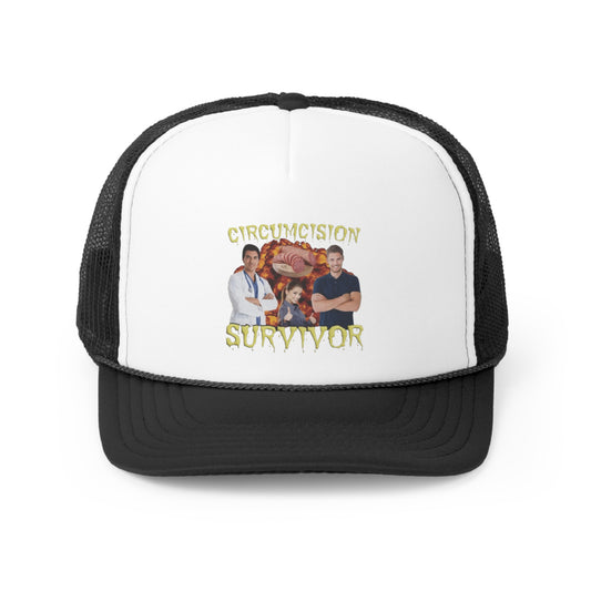 Circumcision Survivor Trucker Hat, Funny Hats, Gift Hat, Parody Trucker Hat, Trendy Hats, Meme Hat