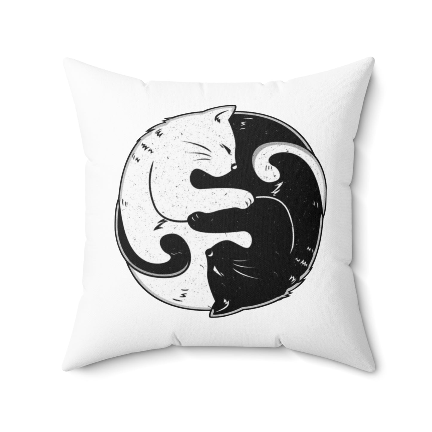 Yin and Yang Cat Polyester Square Pillow