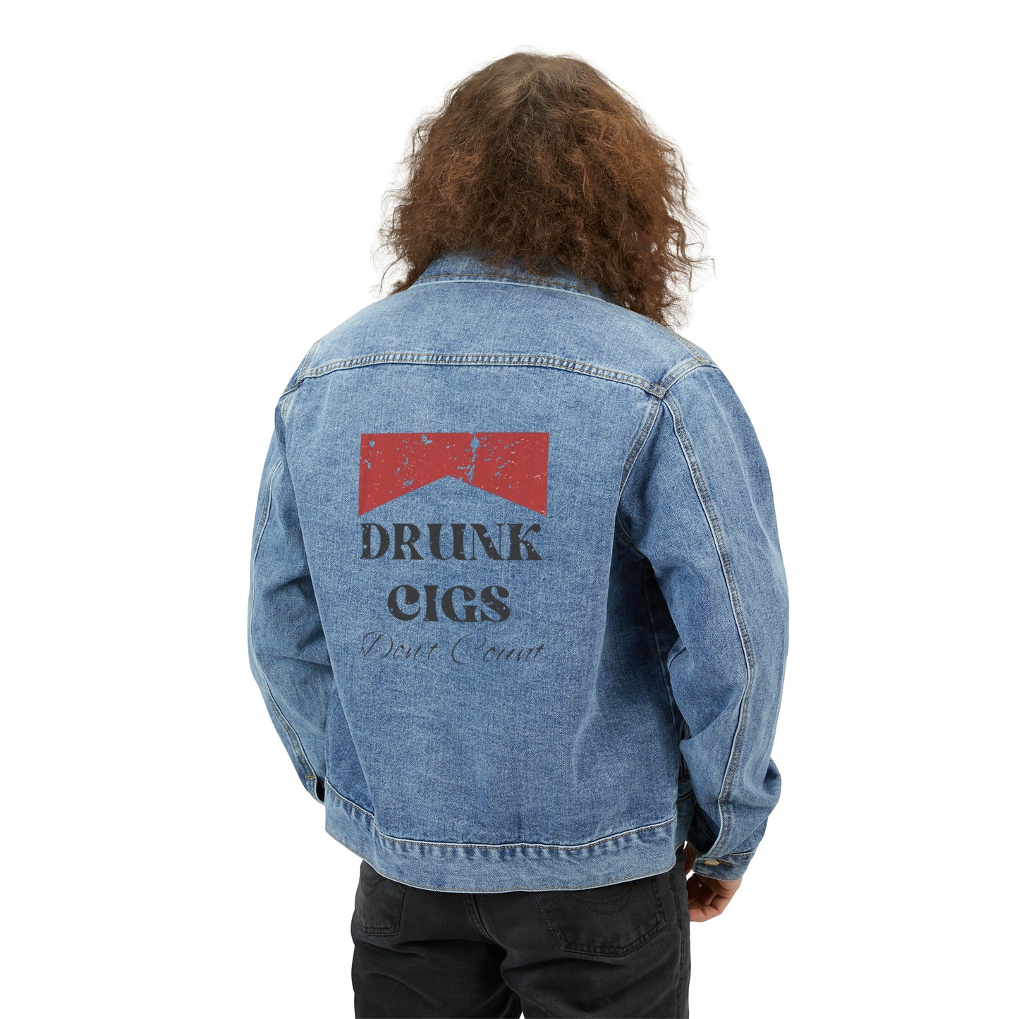 Drunk Cigs Don't Count Men's Denim Jacket