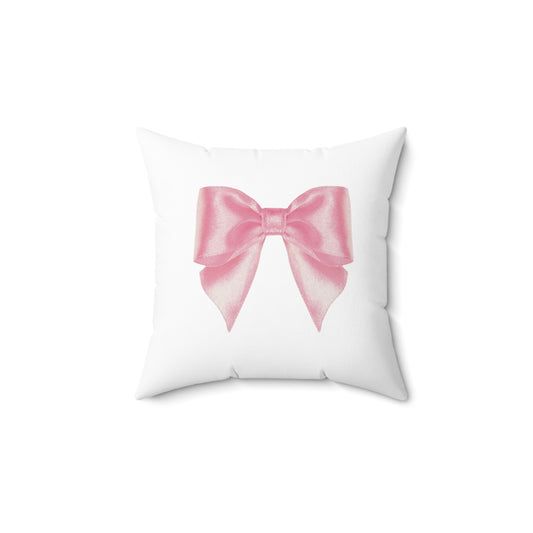 Pink Ribbon Polyester Square Pillow