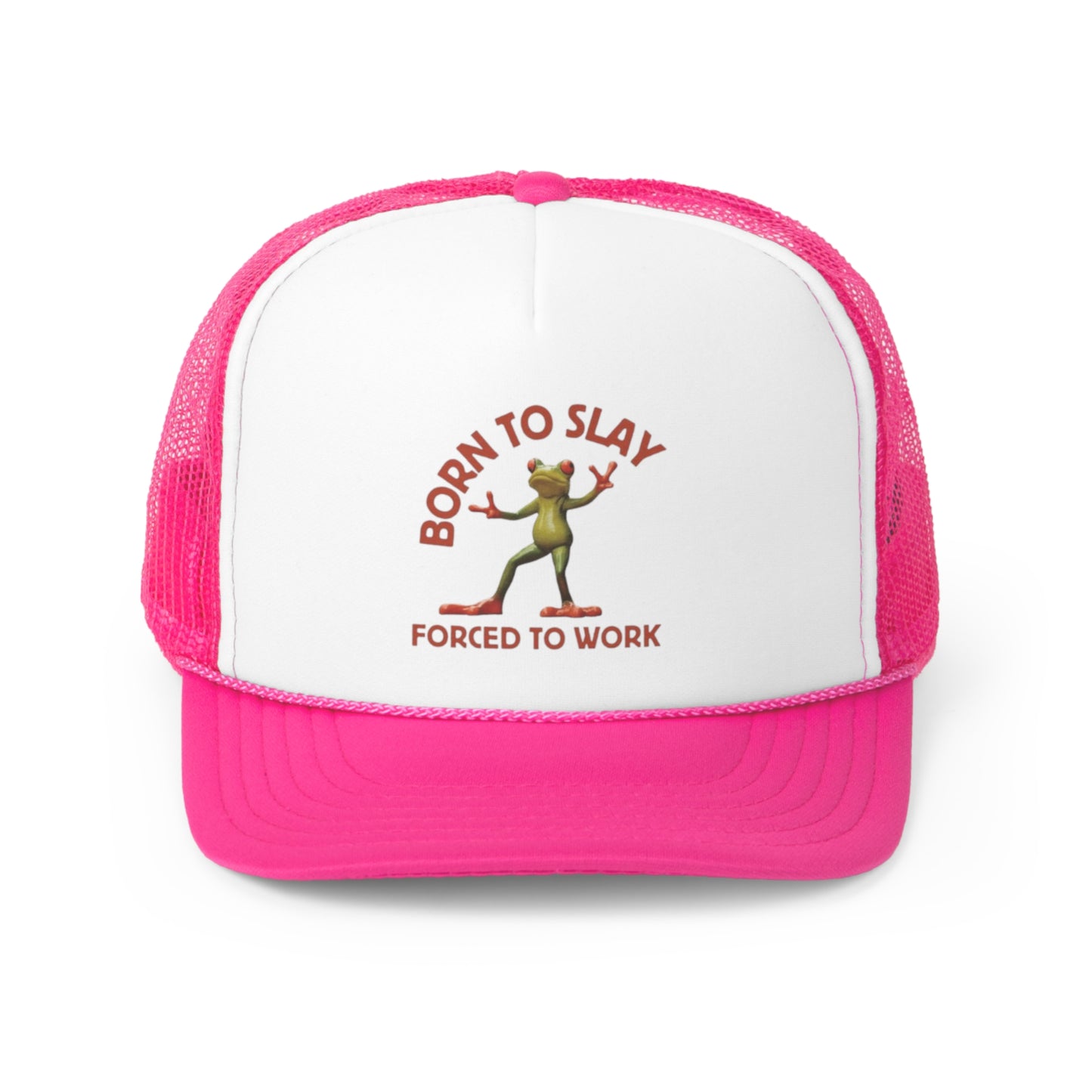 Born To Slay Forced To Work Trucker Hat, Funny Hats, Gift Hat, Parody Trucker Hat, Trendy Hats, Meme Hat