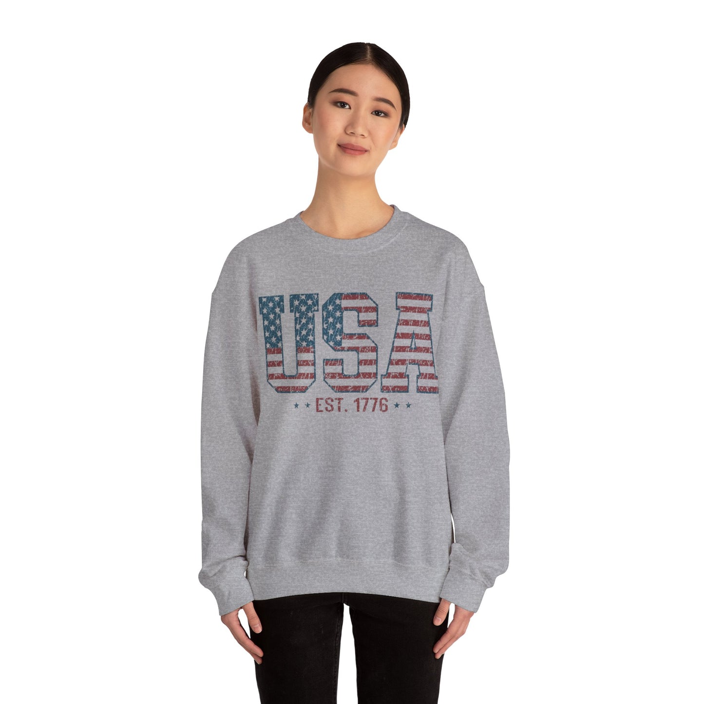 USA Est. 1776 Flag Themed Crewneck Unisex Crewneck Sweatshirt