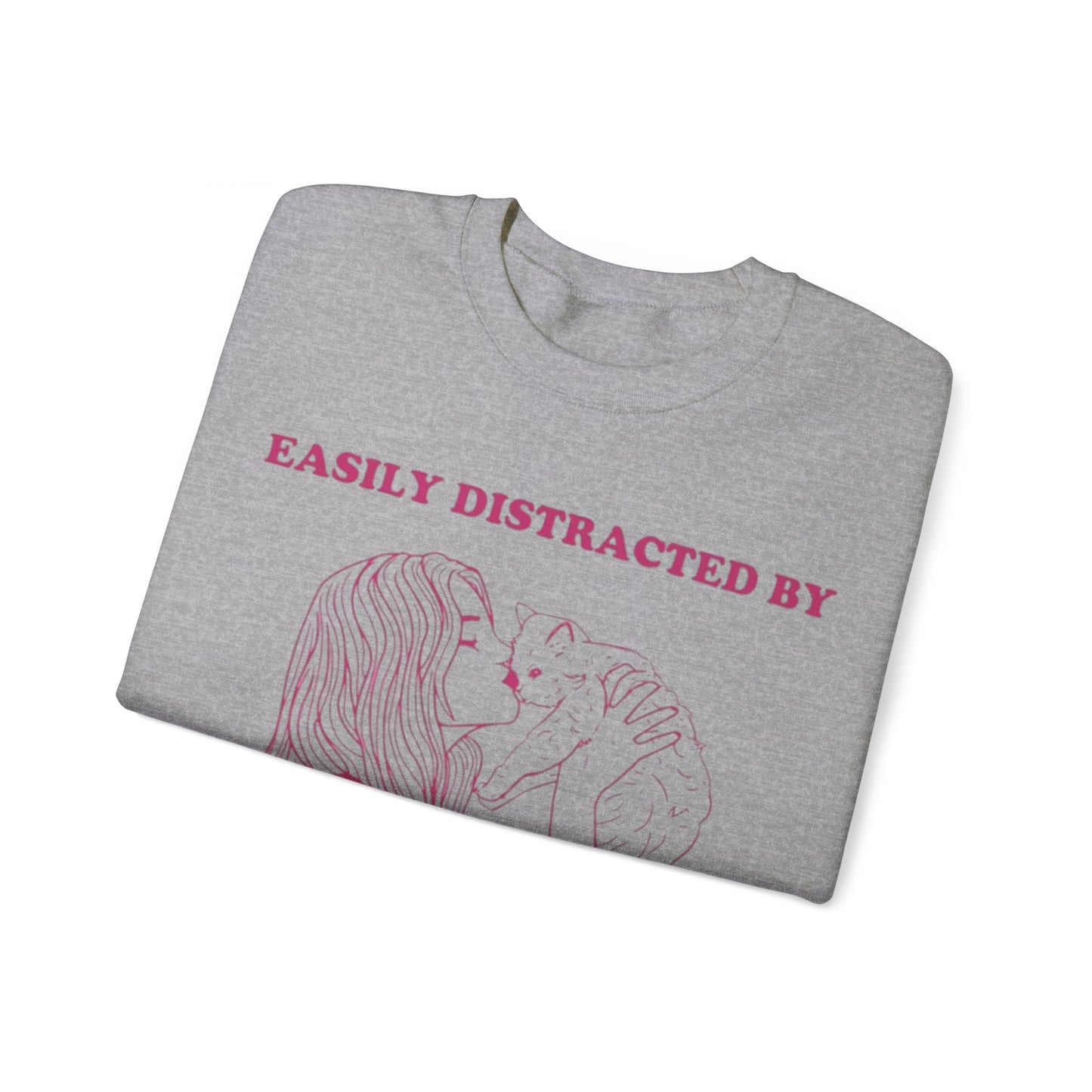 Easily Distracted By Cats And Women Unisex Crewneck Sweatshirt