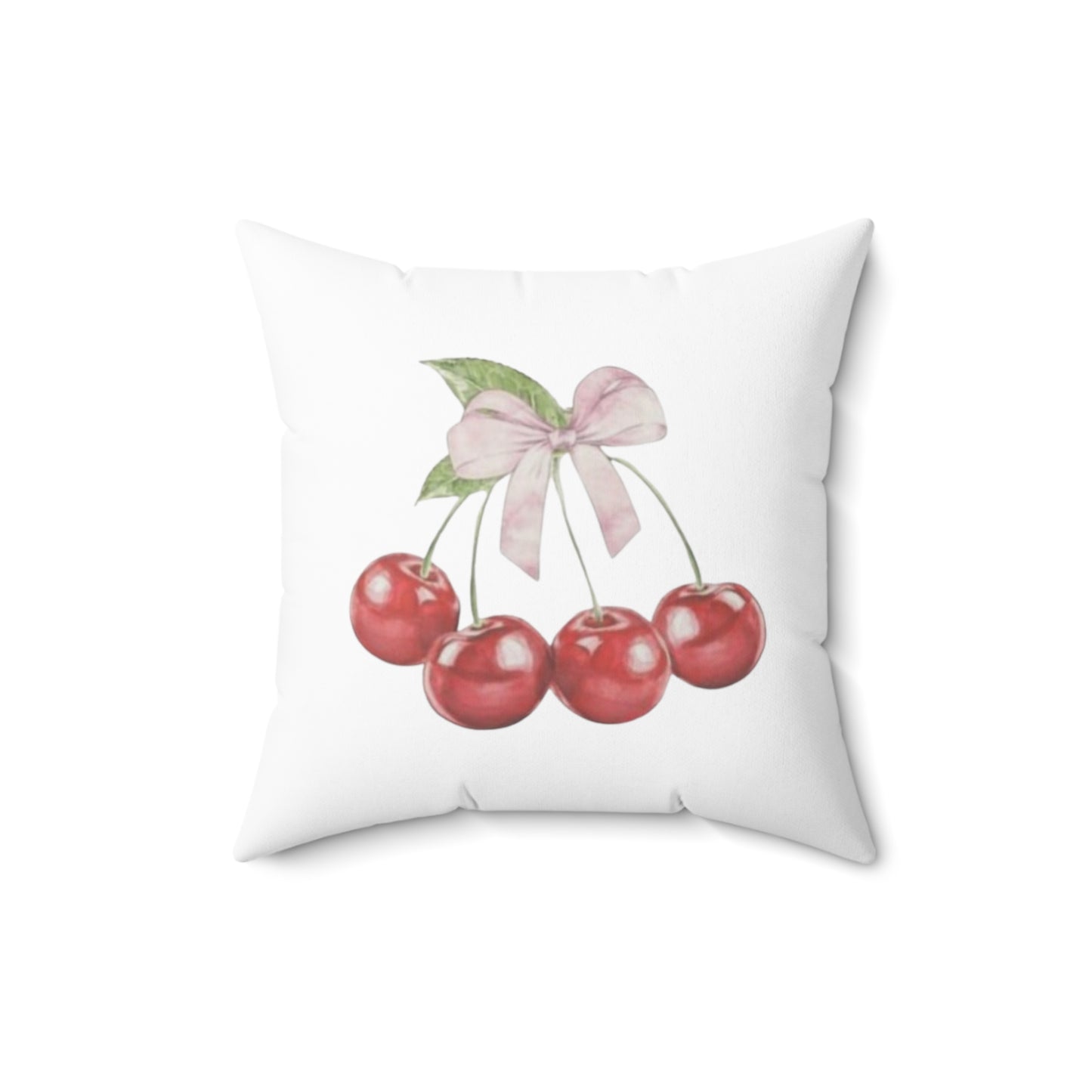 Cherries With Ribbons Polyester Square Pillow