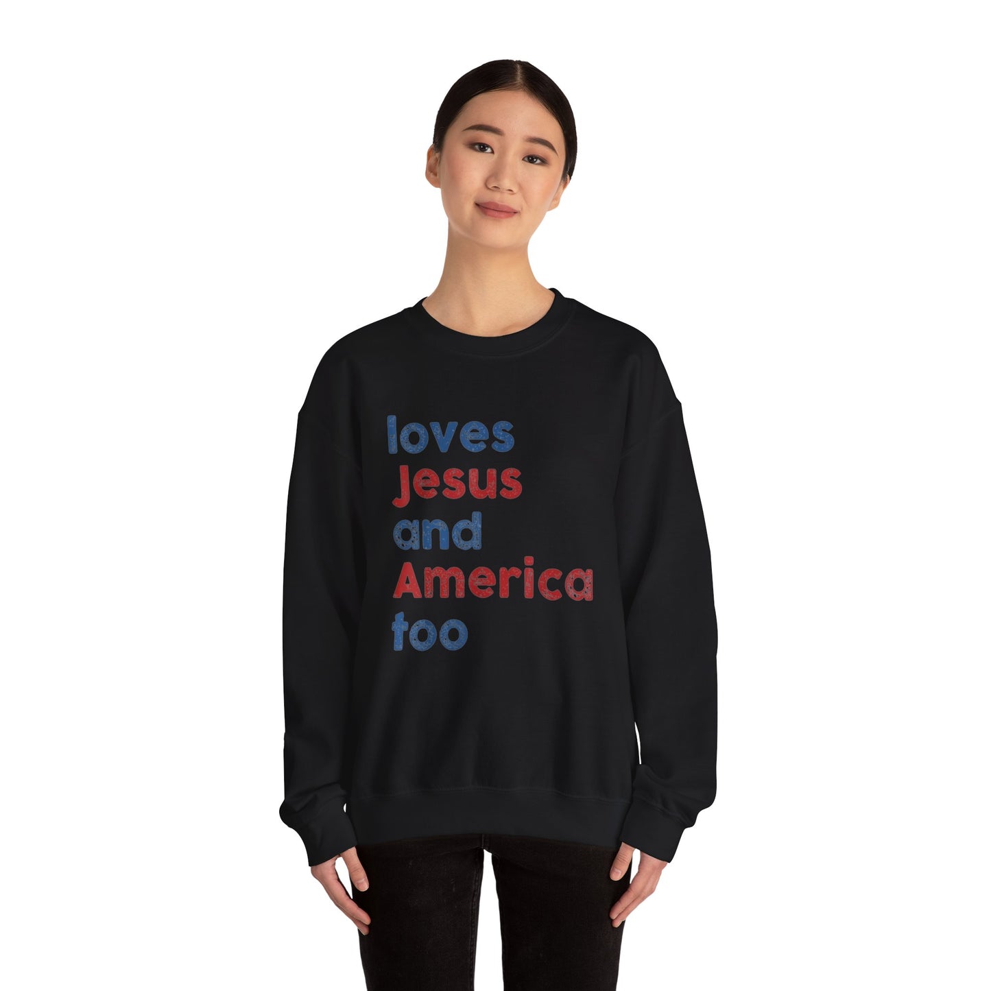 Loves Jesus And America Too Unisex Crewneck Sweatshirt