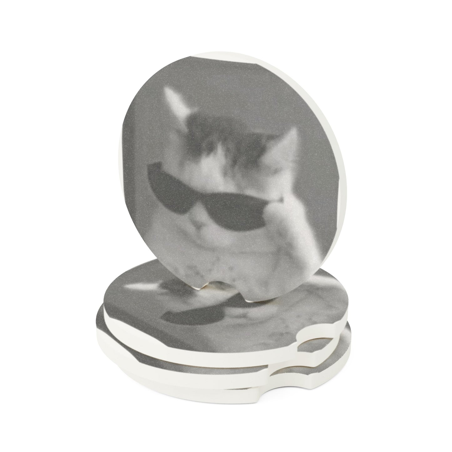 Cat With Sunglasses Soapstone Car Coaster