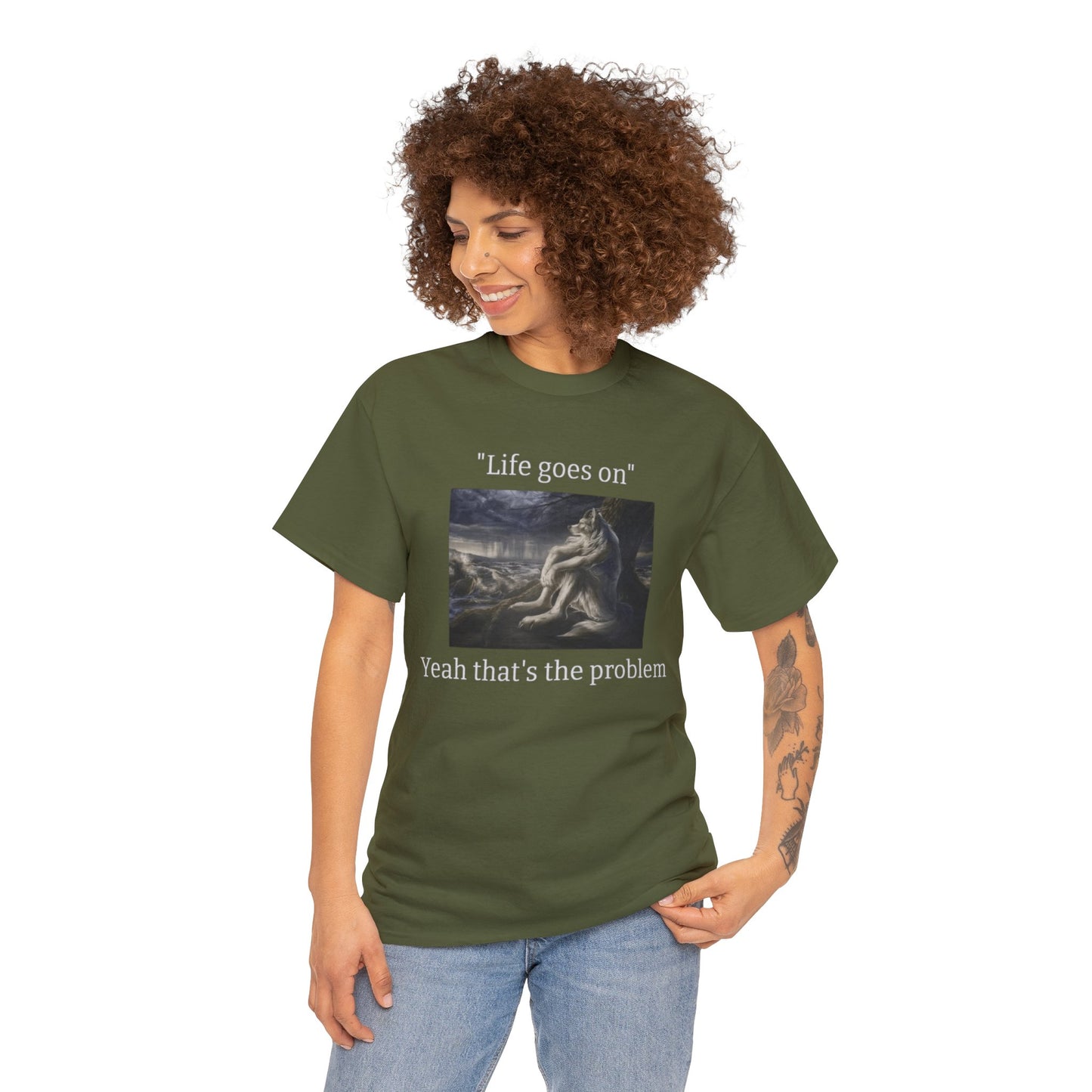 Depressed Wolf Meme Adult Unisex Shirt