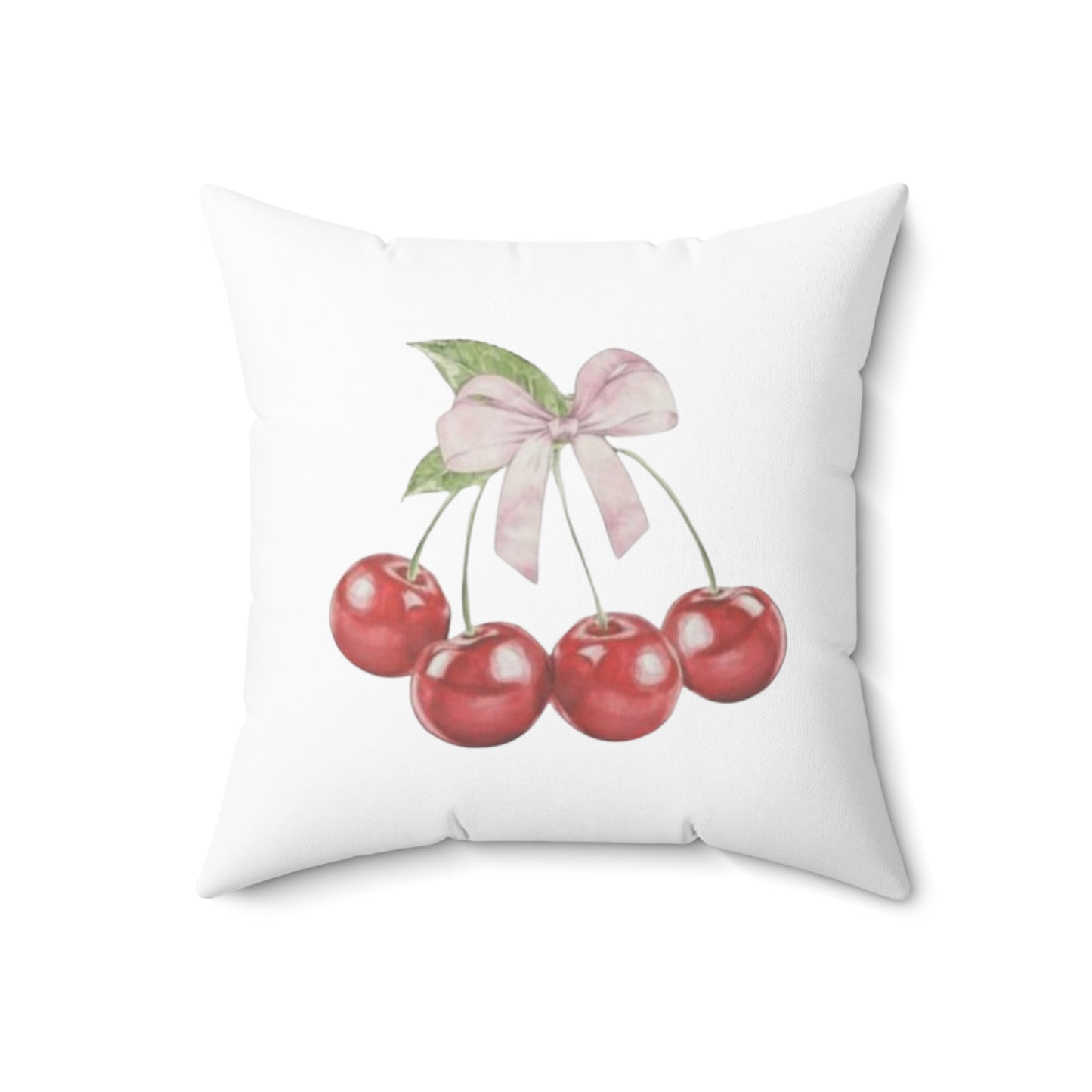 Cherries With Ribbons Polyester Square Pillow