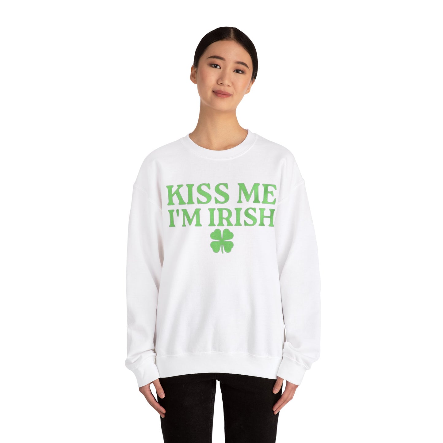 Kiss Me I'm Irish Adult Unisex Crewneck,  Gift Shirt, Parody crewneck, Tiktok, Trendy Tees, Meme Shirts