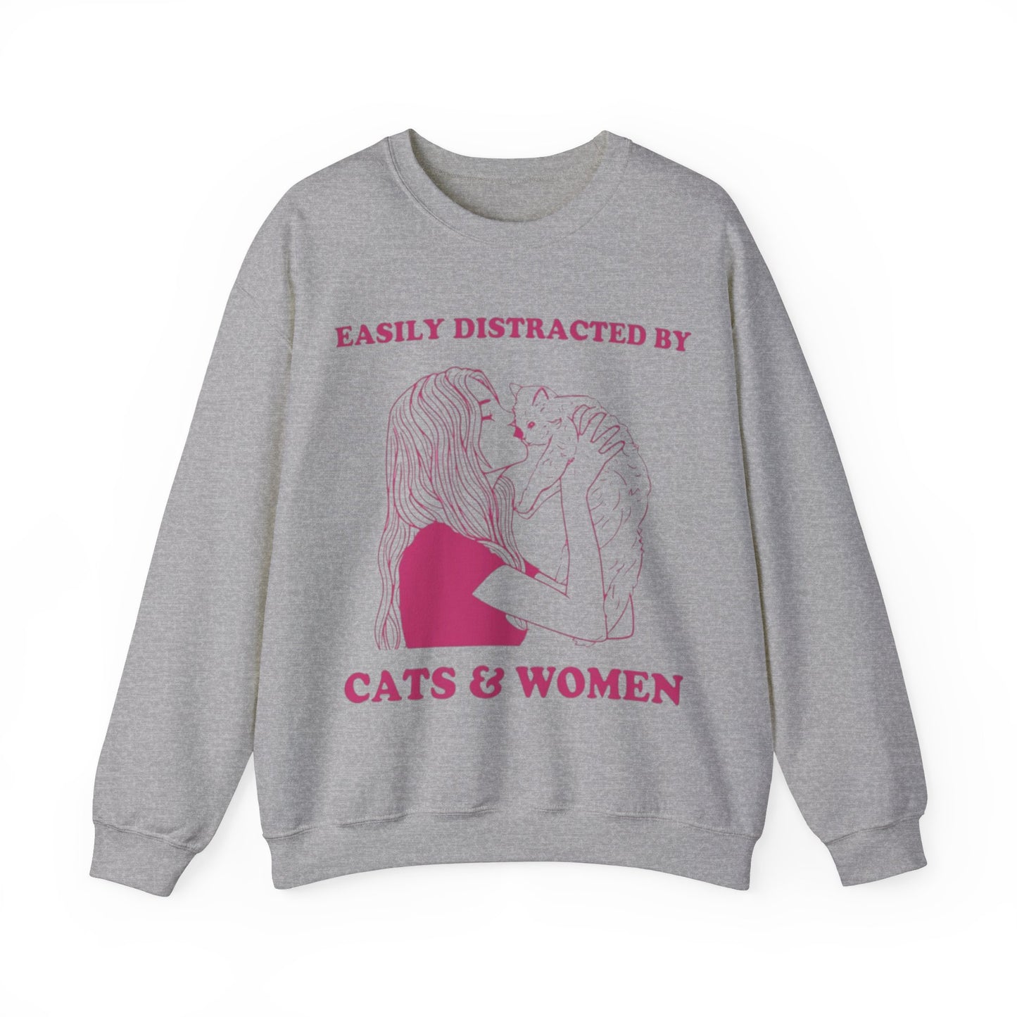 Easily Distracted By Cats And Women Unisex Crewneck Sweatshirt