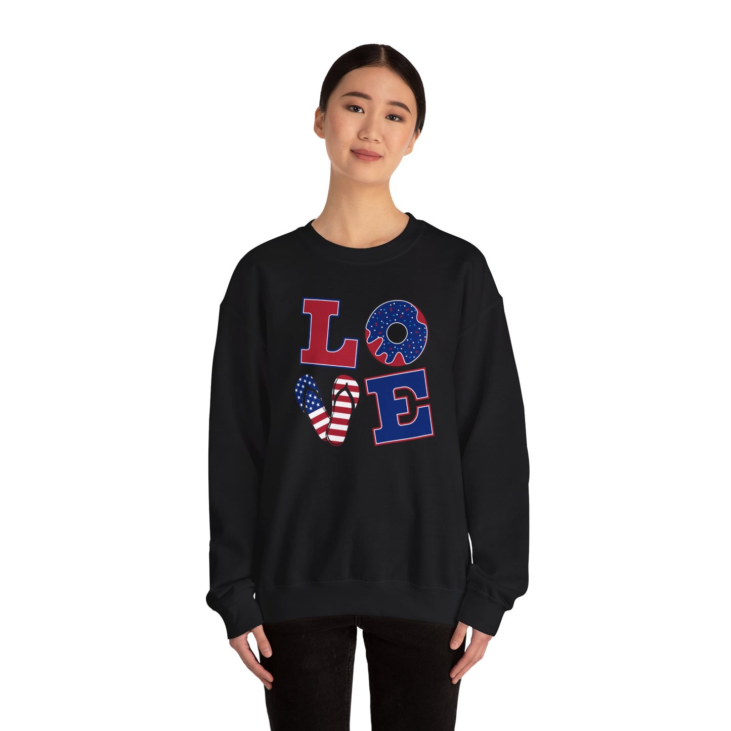 Love America Themed Unisex Crewneck Sweatshirt