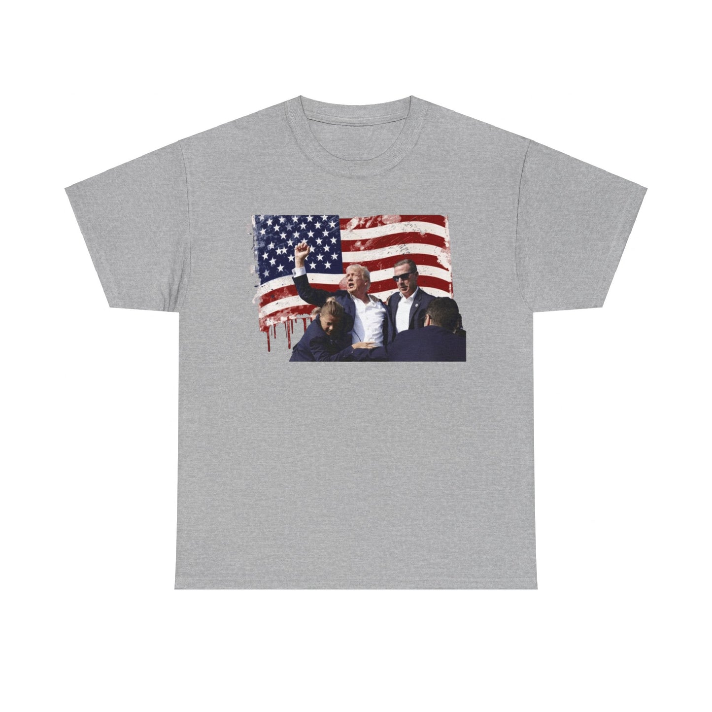 Horizontal President Holding Fist Behind Flag Tee Unisex Shirt