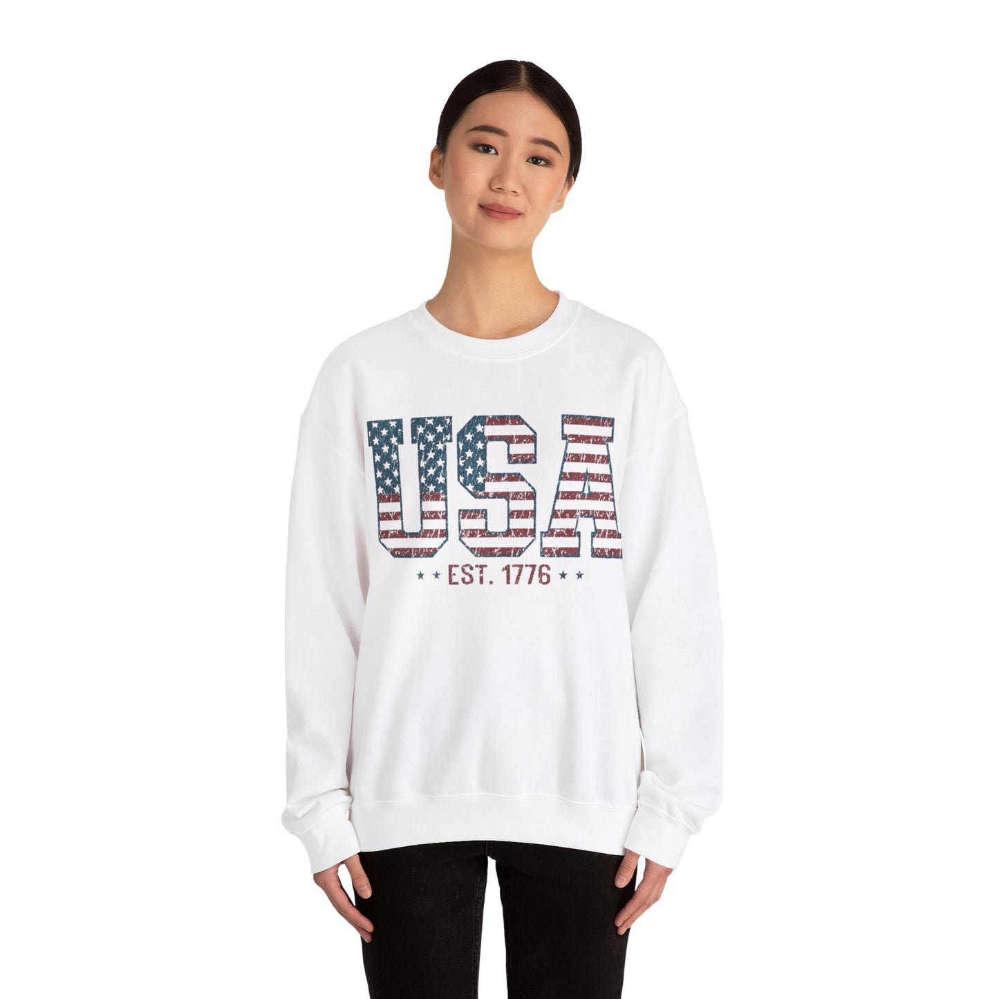 USA Est. 1776 Flag Themed Crewneck Unisex Crewneck Sweatshirt